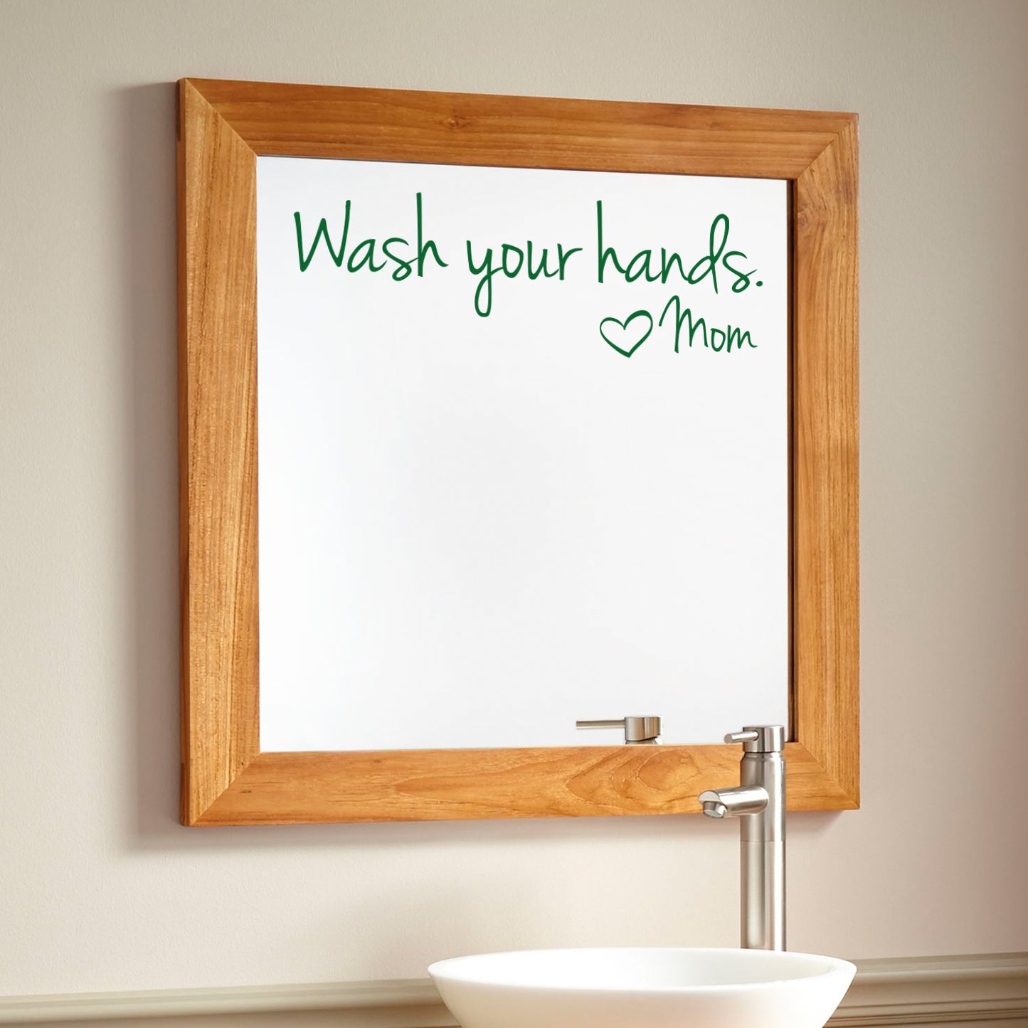 Vinyl Wall Art Decal - Printique Wash Your Hands Love Mom Quote Bathroom Wall Stickers Waterproof Bathroom Wall Decor