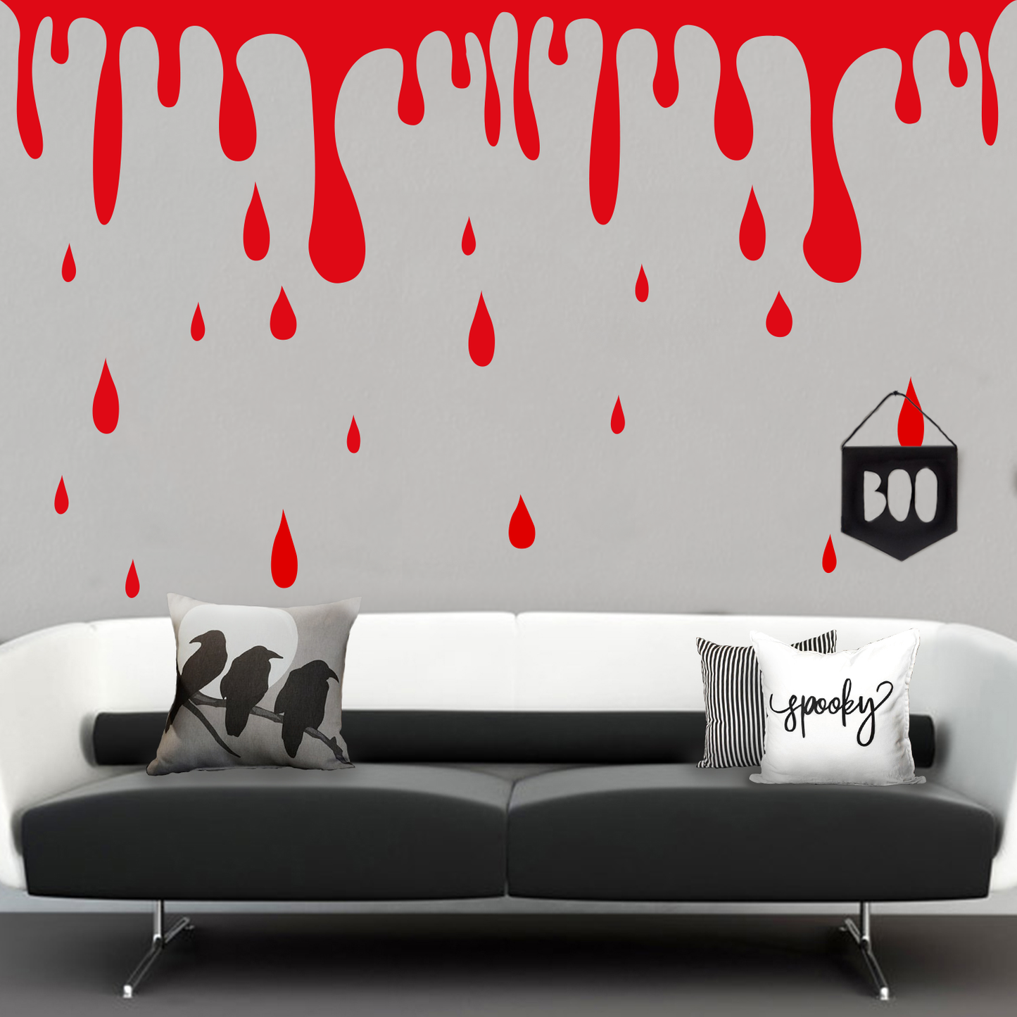 Vinyl Wall Art Decal - Blood Dripping Vinyl Sticker - Removable Wall Decal Peel and Stick Indoor Outdoor Halloween Decorations for Home, Living Room, Office, School, Doors and Windows
