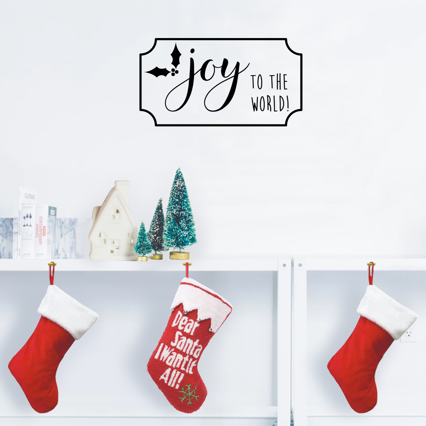 Vinyl Wall Art Decal - Joy to The World - 12" x 23" - Christmas Holiday Seasonal Decoration Sticker - Indoor Outdoor Home Office Wall Door Window Bedroom Workplace Decor Decals