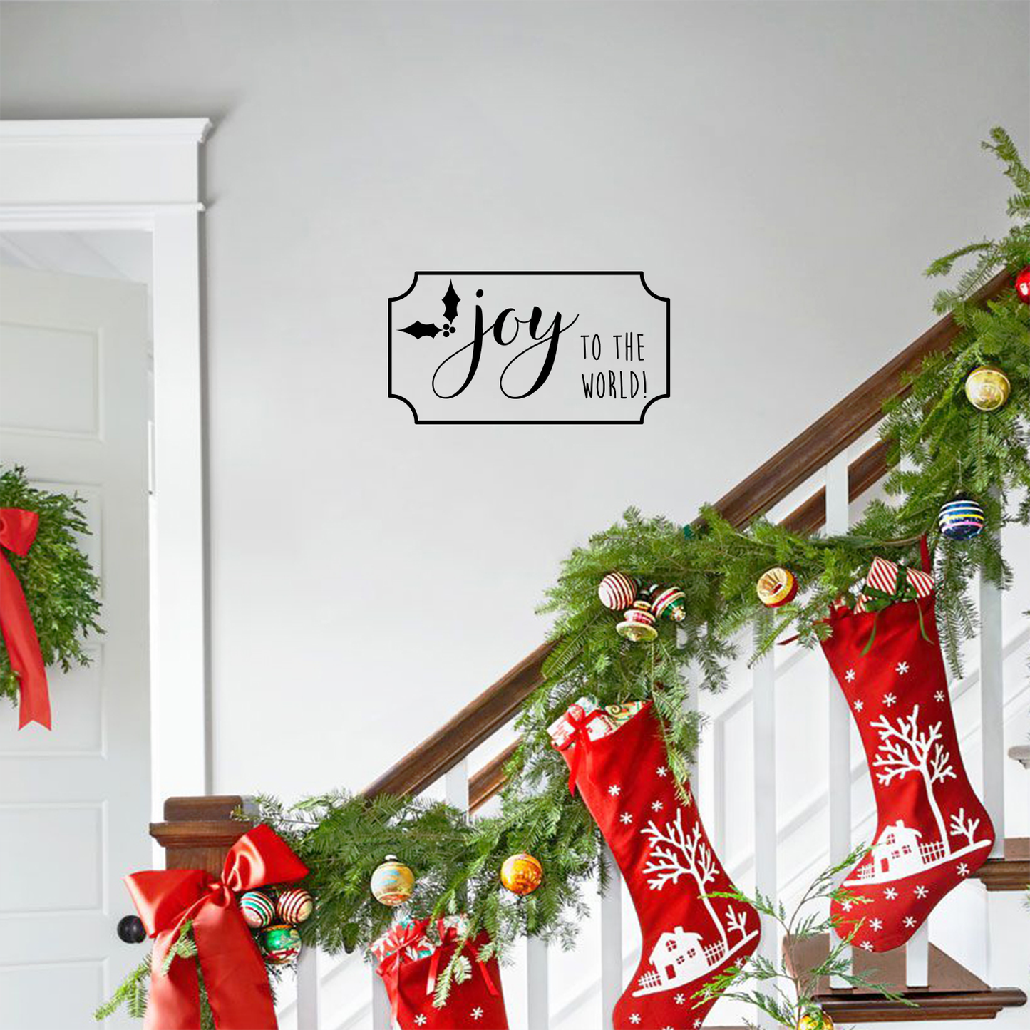 Vinyl Wall Art Decal - Joy to The World - 12" x 23" - Christmas Holiday Seasonal Decoration Sticker - Indoor Outdoor Home Office Wall Door Window Bedroom Workplace Decor Decals