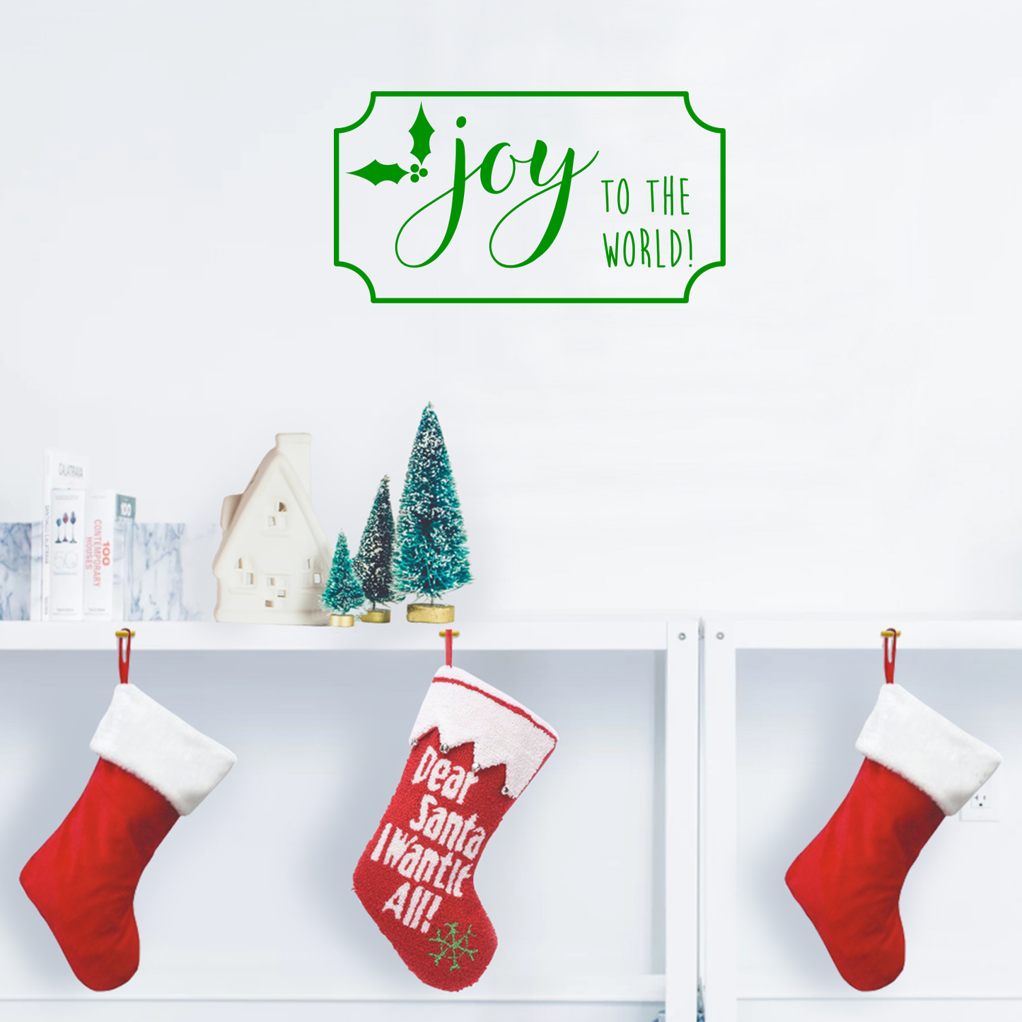 Vinyl Wall Art Decal - Joy to The World - 12" x 23" - Christmas Holiday Seasonal Decoration Sticker - Indoor Outdoor Home Office Wall Door Window Bedroom Workplace Decor Decals