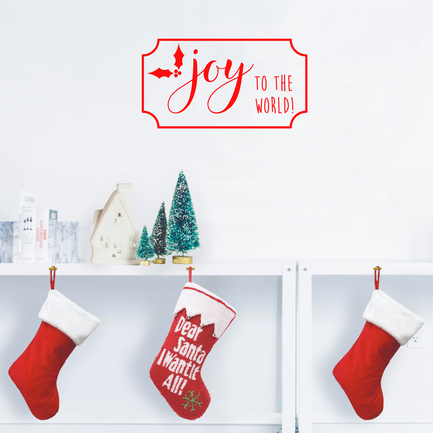 Vinyl Wall Art Decal - Joy to The World - 12" x 23" - Christmas Holiday Seasonal Decoration Sticker - Indoor Outdoor Home Office Wall Door Window Bedroom Workplace Decor Decals