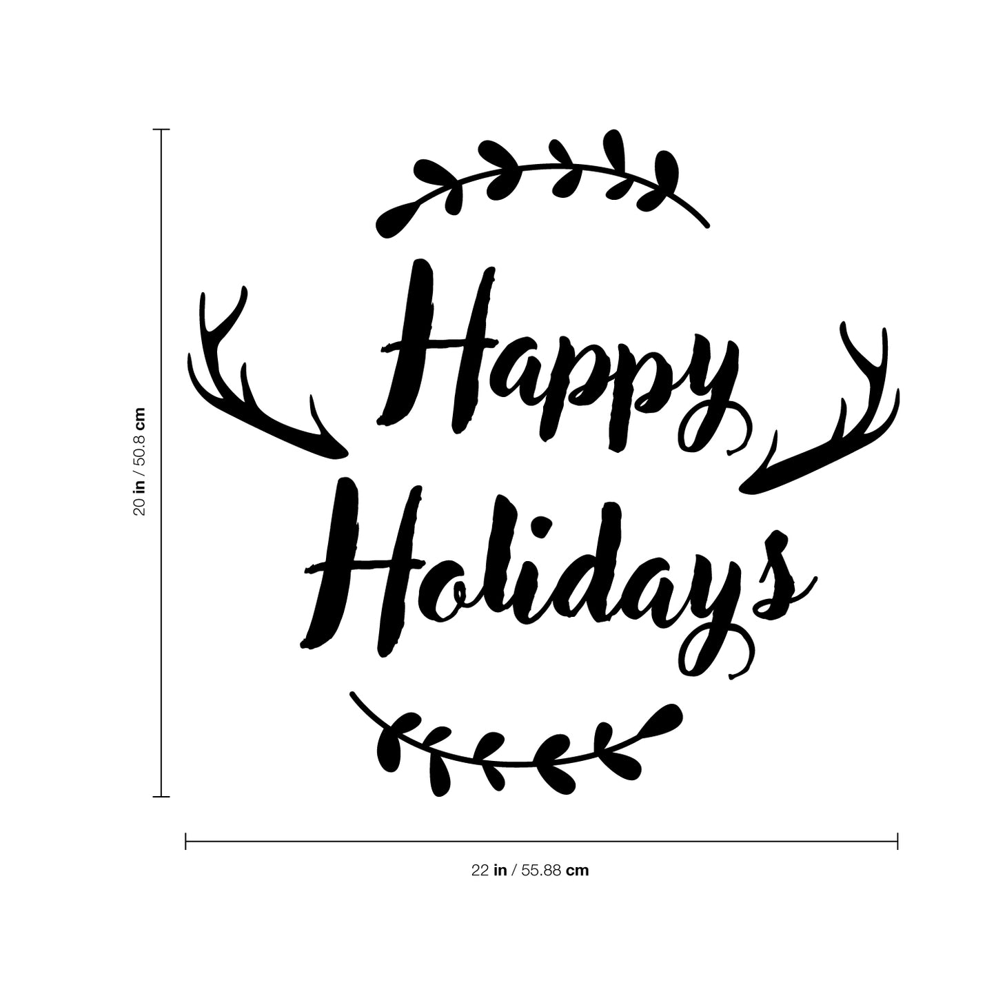 Vinyl Wall Art Decal - Happy Holidays - 20" x 22" - Winter Christmas Seasonal Holiday Decoration Sticker - Indoor Outdoor Home Office Wall Door Window Bedroom Workplace Decals