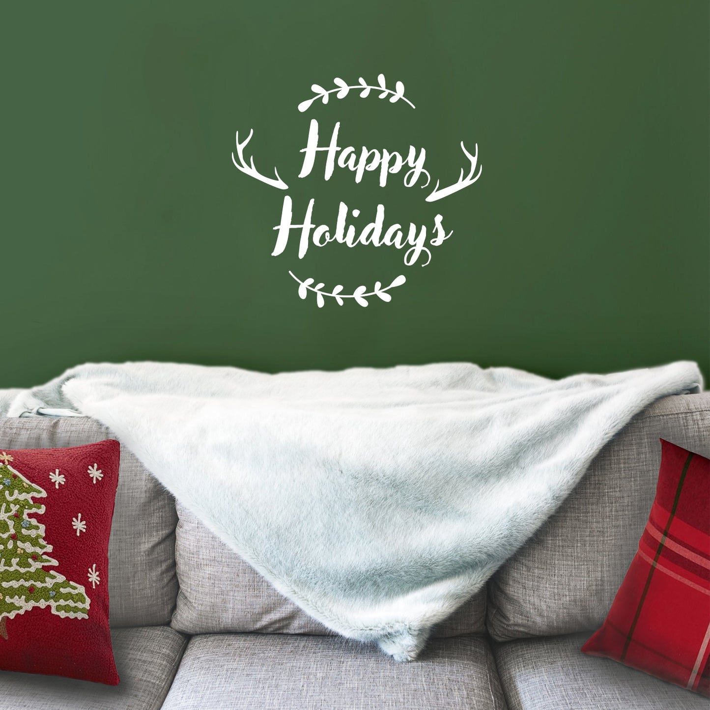 Vinyl Wall Art Decal - Happy Holidays - 20" x 22" - Winter Christmas Seasonal Holiday Decoration Sticker - Indoor Outdoor Home Office Wall Door Window Bedroom Workplace Decals