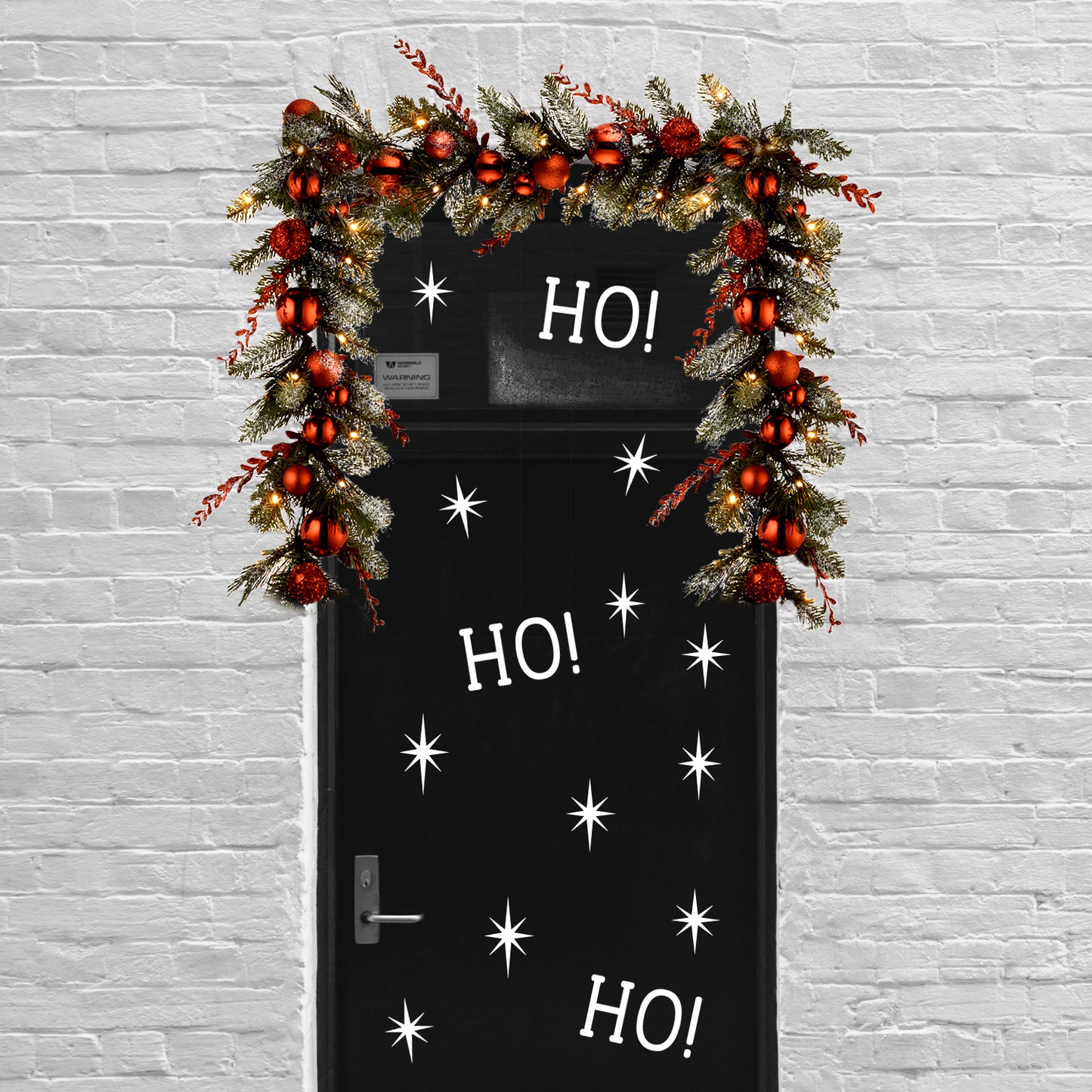 Vinyl Wall Art Decal - Ho Ho Ho and Stars - 22" x 22" - Christmas Seasonal Decoration Sticker - Indoor Outdoor Window Home Living Room Bedroom Apartment Office Door Decor
