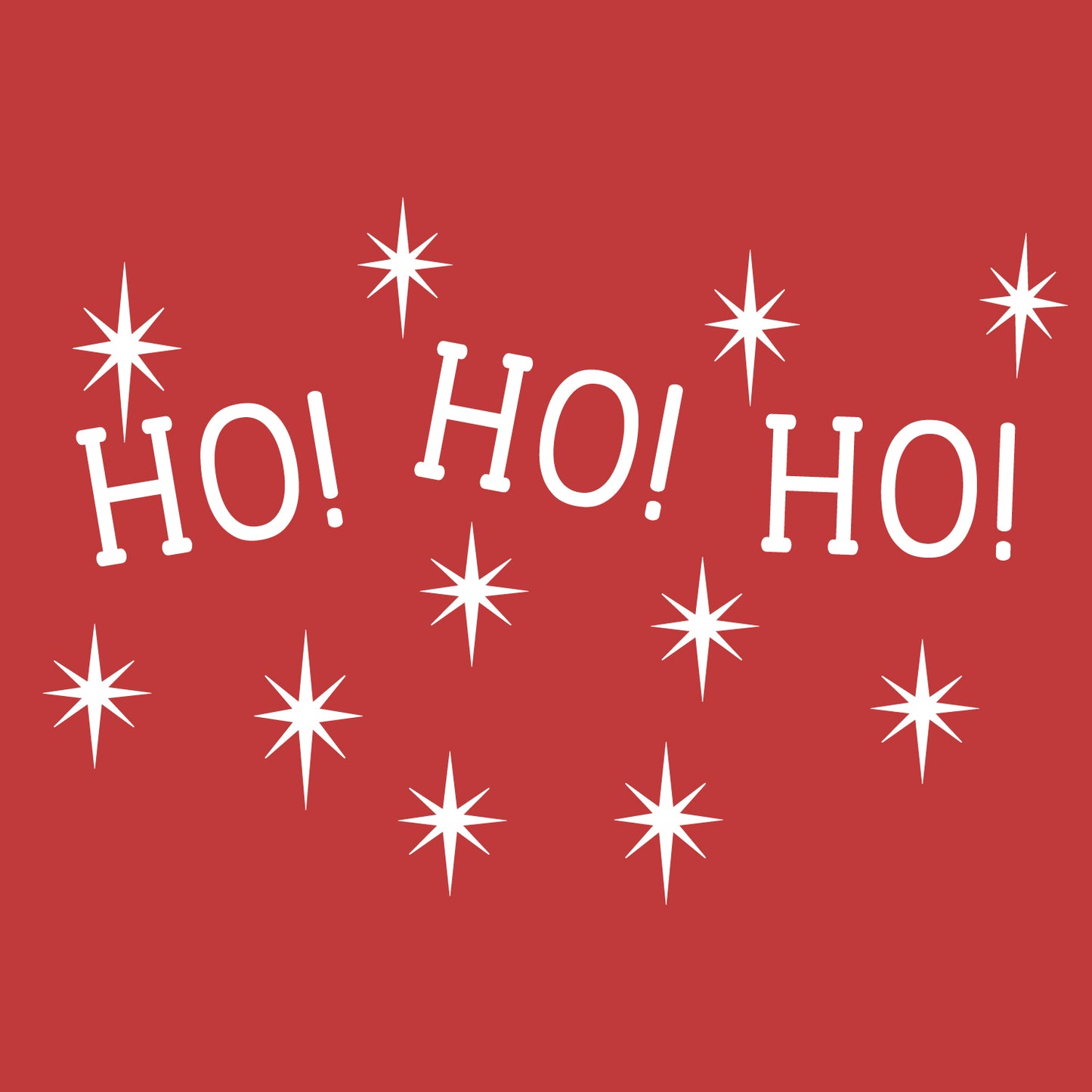 Vinyl Wall Art Decal - Ho Ho Ho and Stars - 22" x 22" - Christmas Seasonal Decoration Sticker - Indoor Outdoor Window Home Living Room Bedroom Apartment Office Door Decor