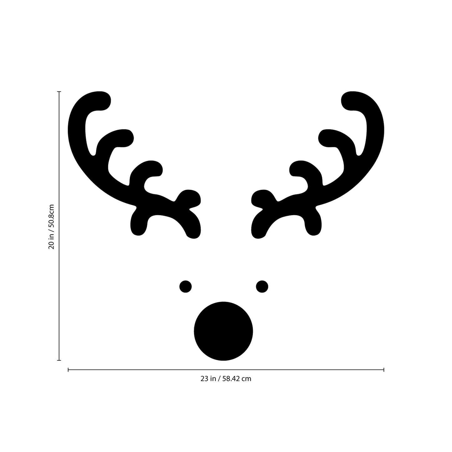 Vinyl Wall Art Decal - Reindeer Face - 20" x 23" - Christmas Seasonal Holiday Decoration Sticker - Indoor Outdoor Window Home Living Room Bedroom Apartment Office Door Decor
