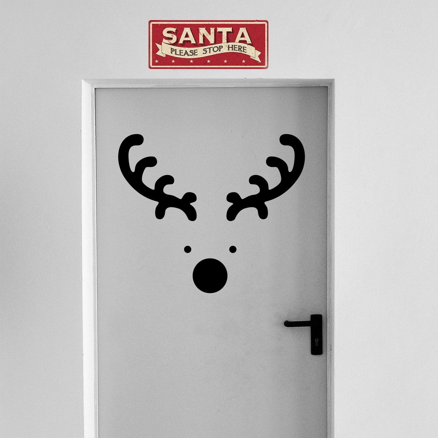 Vinyl Wall Art Decal - Reindeer Face - 20" x 23" - Christmas Seasonal Holiday Decoration Sticker - Indoor Outdoor Window Home Living Room Bedroom Apartment Office Door Decor