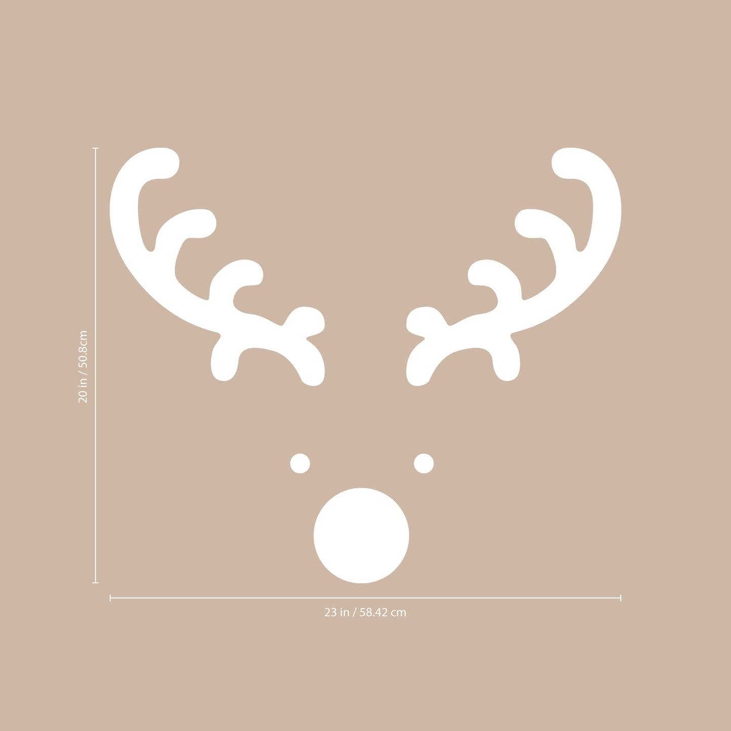 Vinyl Wall Art Decal - Reindeer Face - 20" x 23" - Christmas Seasonal Holiday Decoration Sticker - Indoor Outdoor Window Home Living Room Bedroom Apartment Office Door Decor