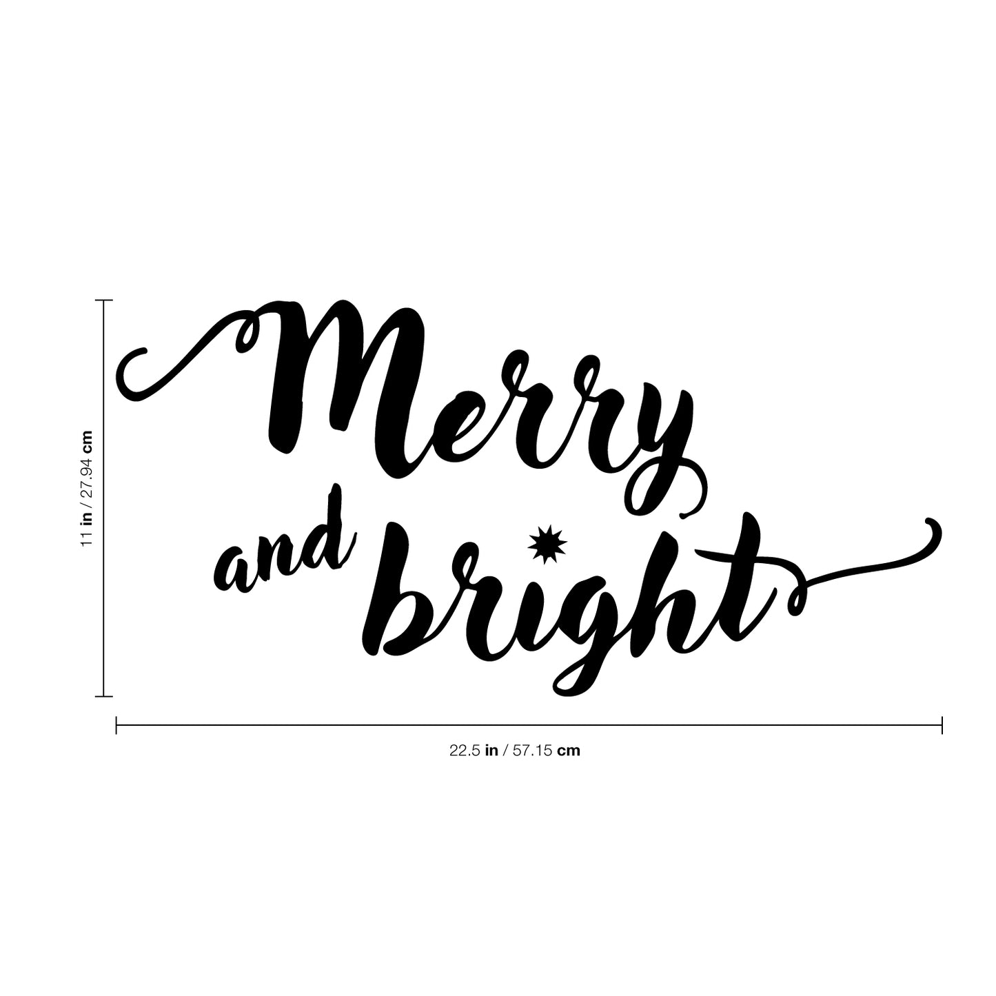 Vinyl Wall Art Decal - Merry and Bright - 11" x 22.5" - Christmas Seasonal Decoration Sticker - Indoor Outdoor Home Office Wall Door Window Bedroom Workplace Decor Decals