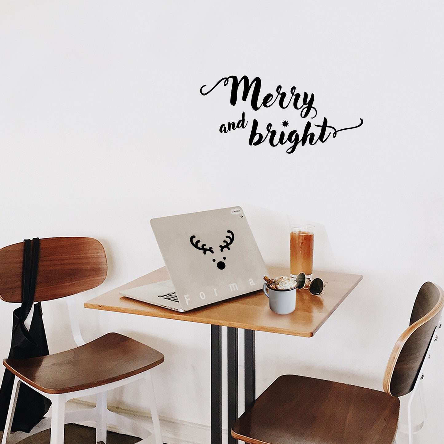 Vinyl Wall Art Decal - Merry and Bright - 11" x 22.5" - Christmas Seasonal Decoration Sticker - Indoor Outdoor Home Office Wall Door Window Bedroom Workplace Decor Decals