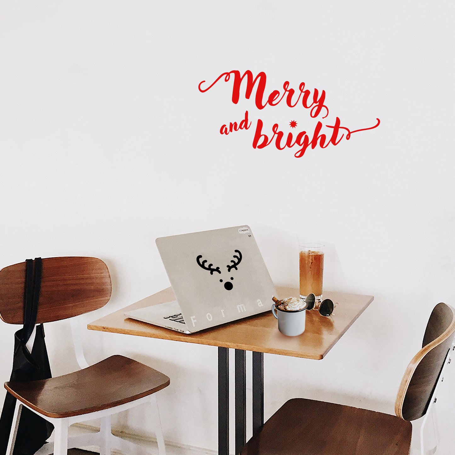 Vinyl Wall Art Decal - Merry and Bright - 11" x 22.5" - Christmas Seasonal Decoration Sticker - Indoor Outdoor Home Office Wall Door Window Bedroom Workplace Decor Decals