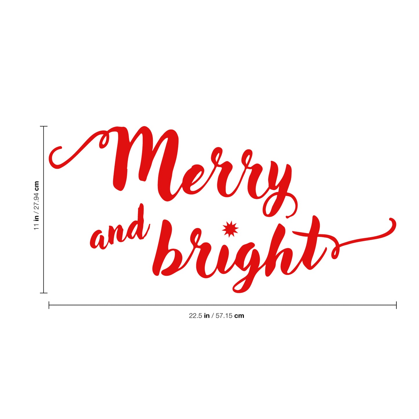 Vinyl Wall Art Decal - Merry and Bright - 11" x 22.5" - Christmas Seasonal Decoration Sticker - Indoor Outdoor Home Office Wall Door Window Bedroom Workplace Decor Decals