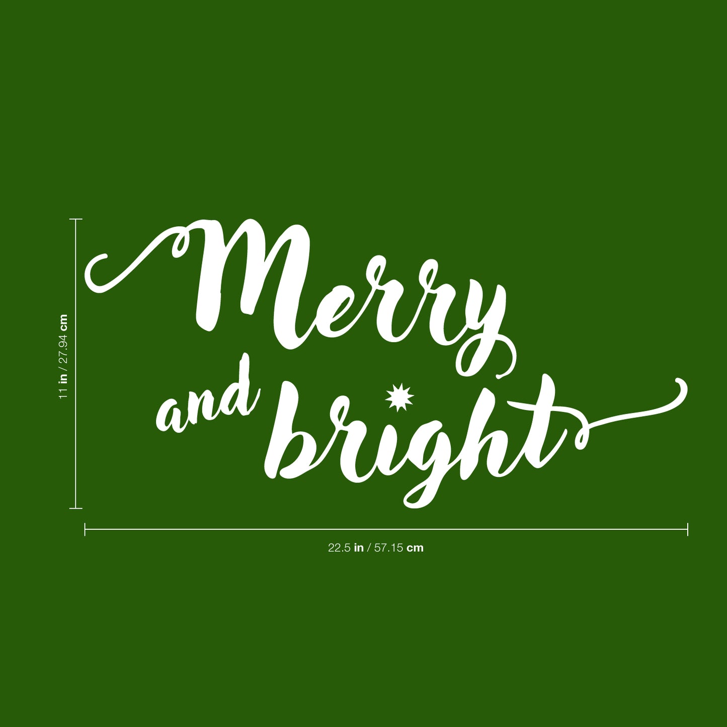 Vinyl Wall Art Decal - Merry and Bright - 11" x 22.5" - Christmas Seasonal Decoration Sticker - Indoor Outdoor Home Office Wall Door Window Bedroom Workplace Decor Decals