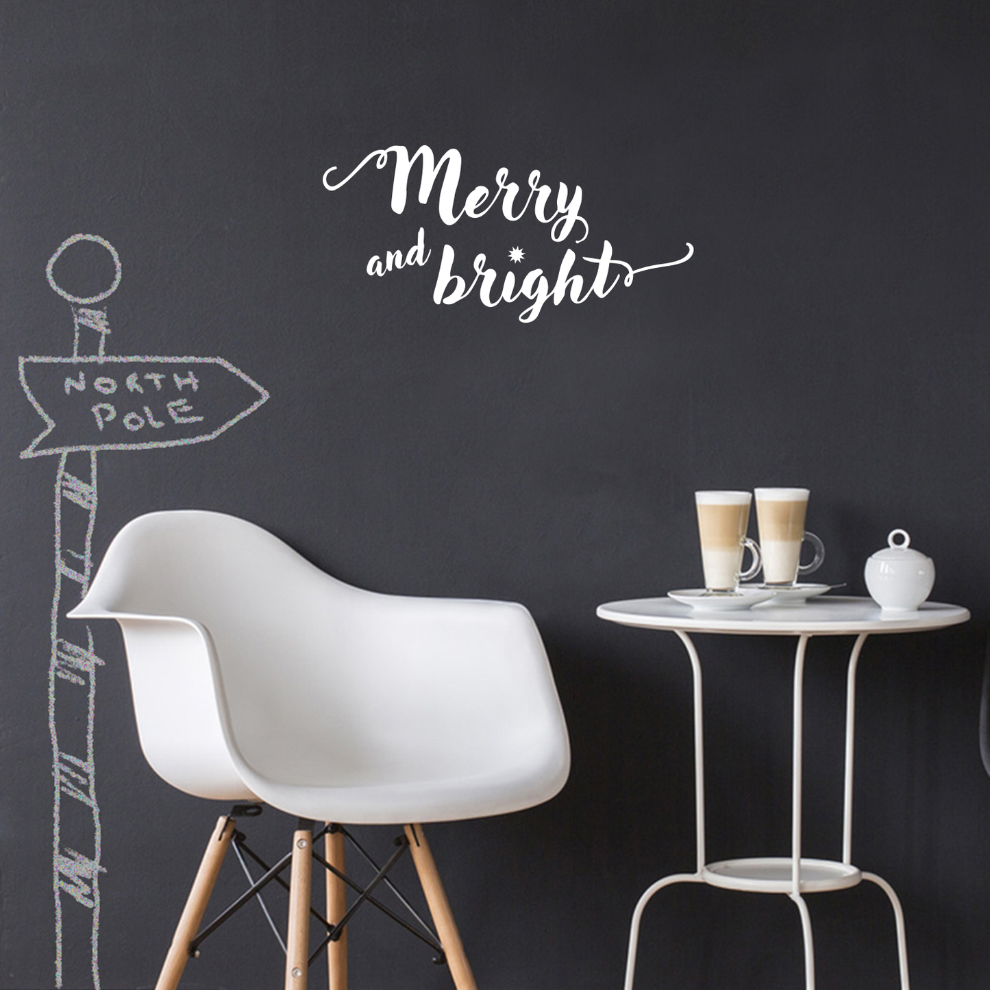 Vinyl Wall Art Decal - Merry and Bright - 11" x 22.5" - Christmas Seasonal Decoration Sticker - Indoor Outdoor Home Office Wall Door Window Bedroom Workplace Decor Decals