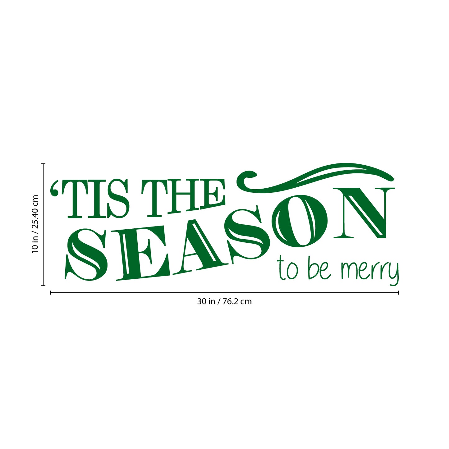 Vinyl Wall Art Decal - Tis The Season to Be Merry - 10" x 30" - Christmas Seasonal Holiday Sticker - Indoor Outdoor Home Living Room Bedroom Apartment Office Door Decor