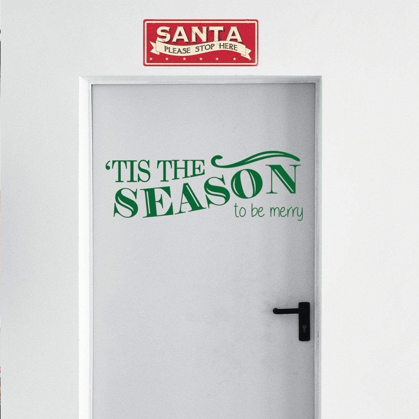 Vinyl Wall Art Decal - Tis The Season to Be Merry - 10" x 30" - Christmas Seasonal Holiday Sticker - Indoor Outdoor Home Living Room Bedroom Apartment Office Door Decor