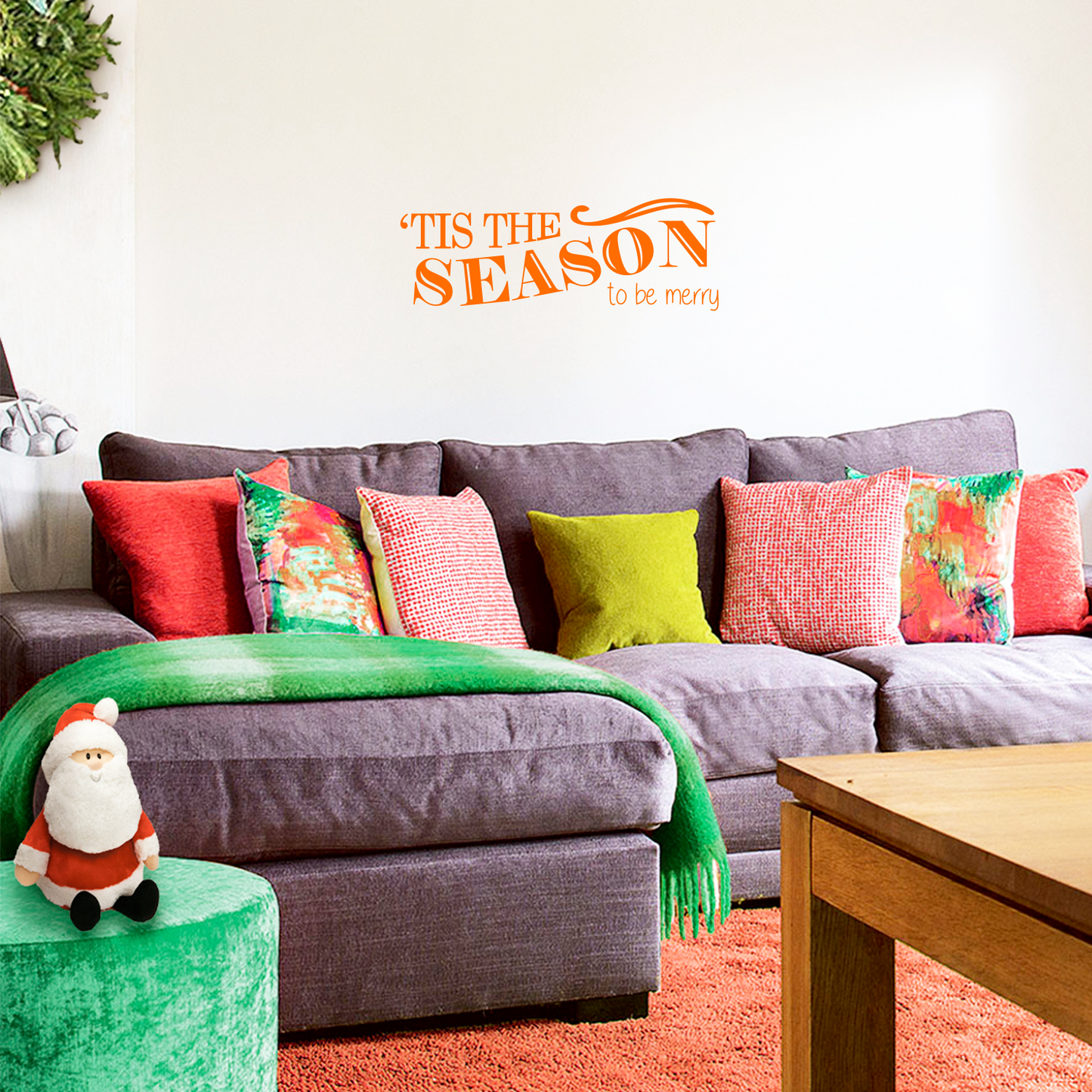 Vinyl Wall Art Decal - Tis The Season to Be Merry - 10" x 30" - Christmas Seasonal Holiday Sticker - Indoor Outdoor Home Living Room Bedroom Apartment Office Door Decor