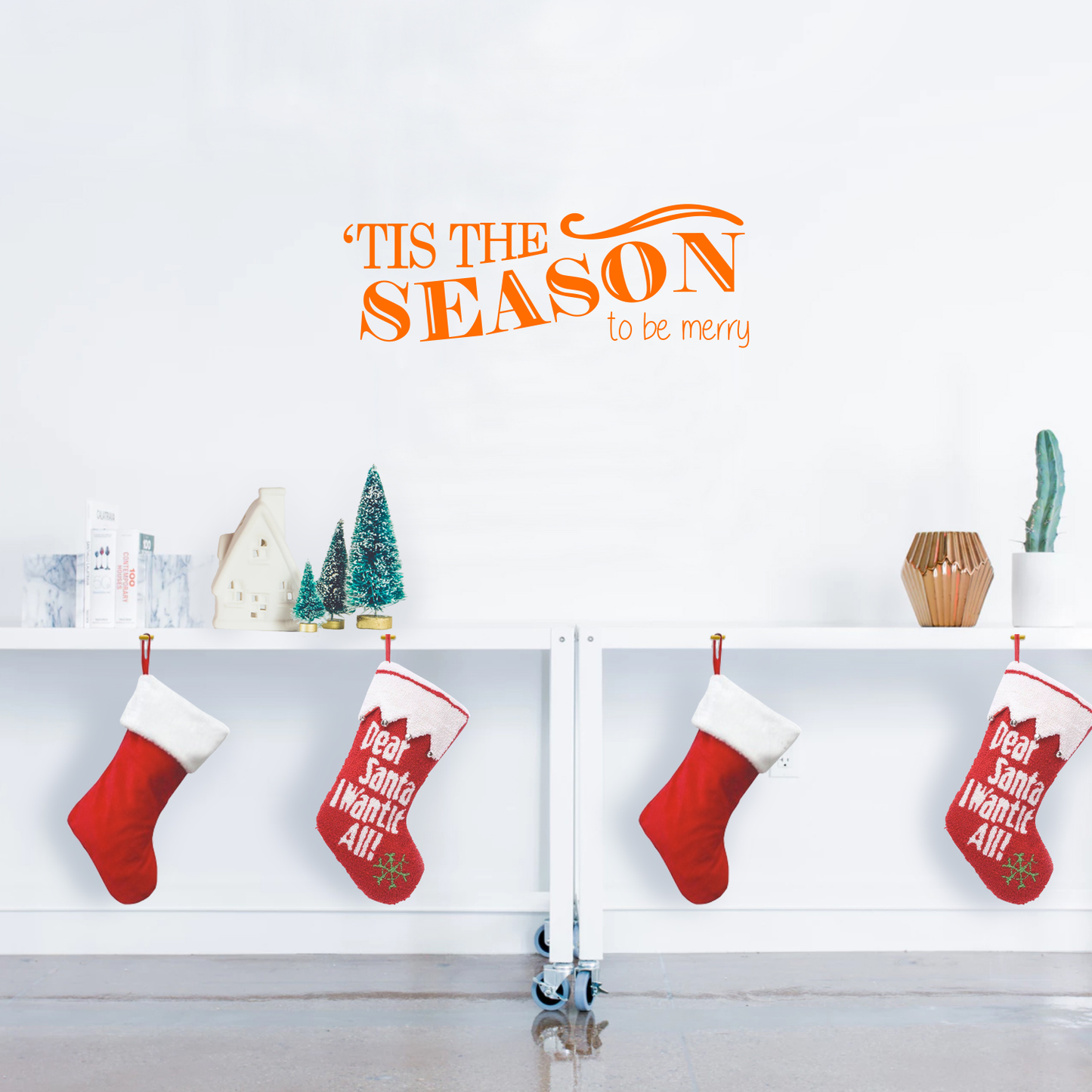 Vinyl Wall Art Decal - Tis The Season to Be Merry - 10" x 30" - Christmas Seasonal Holiday Sticker - Indoor Outdoor Home Living Room Bedroom Apartment Office Door Decor