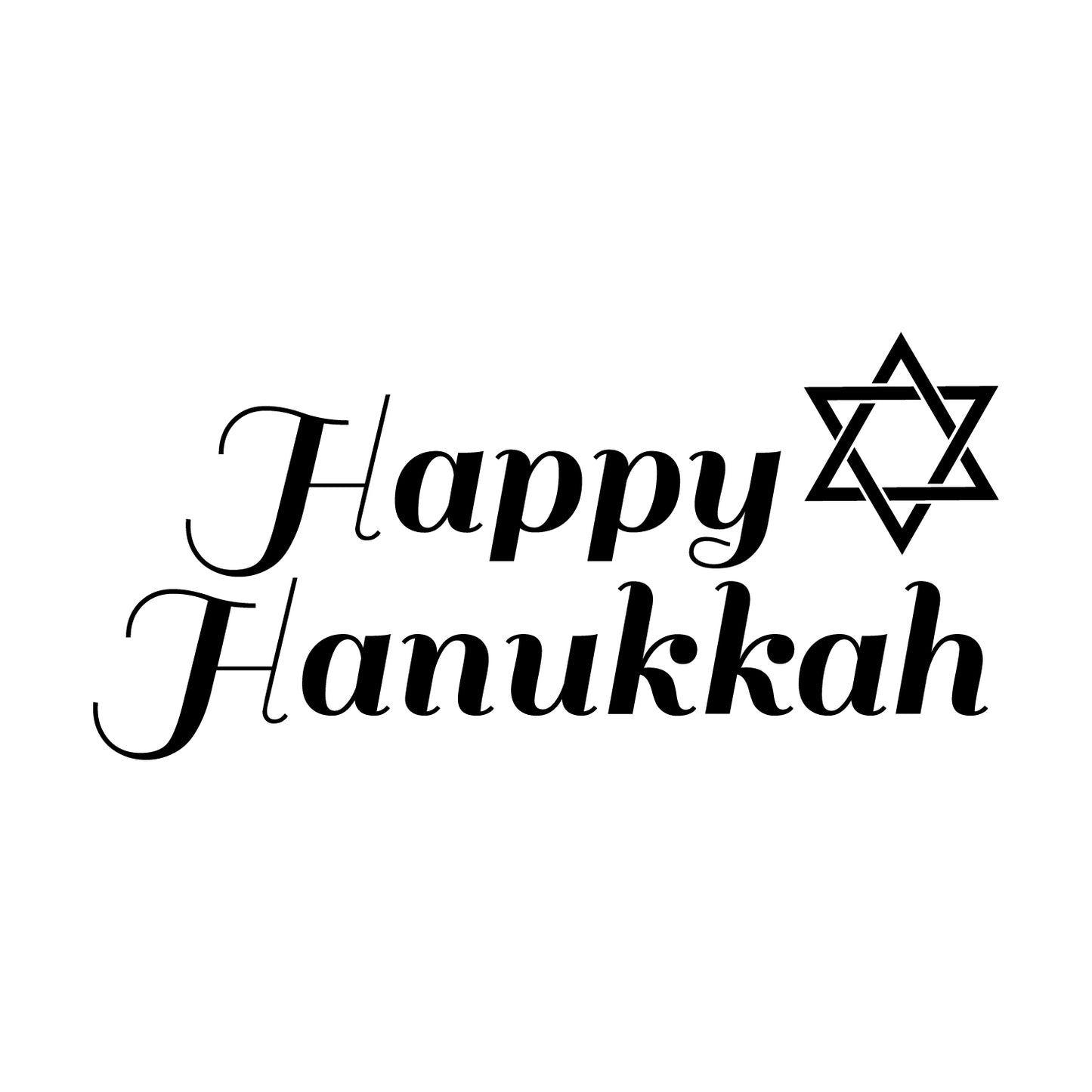 Vinyl Wall Art Decal - Happy Hanukkah with Star - 11" x 23" - Jewish Holiday Decor Sticker - Indoor Outdoor Home Office Wall Door Window Bedroom Workplace Decals