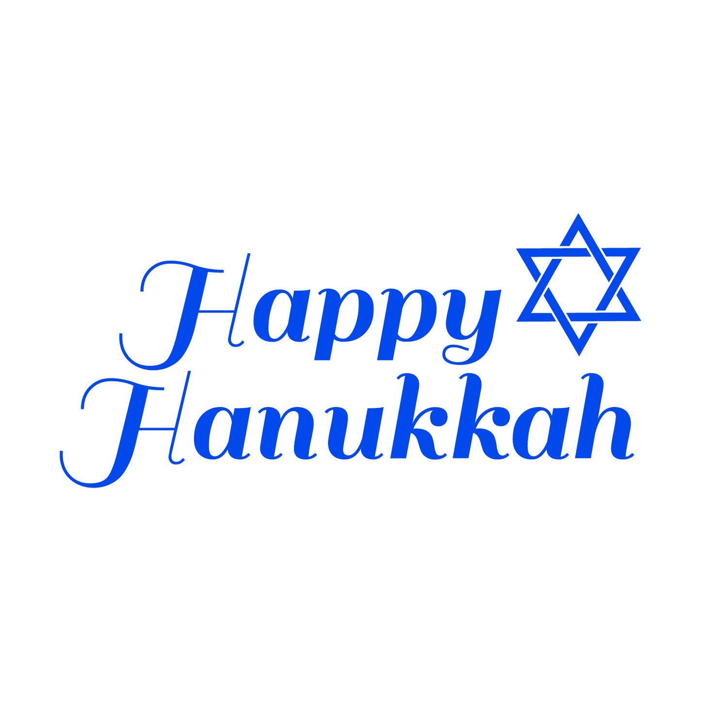 Vinyl Wall Art Decal - Happy Hanukkah with Star - 11" x 23" - Jewish Holiday Decor Sticker - Indoor Outdoor Home Office Wall Door Window Bedroom Workplace Decals