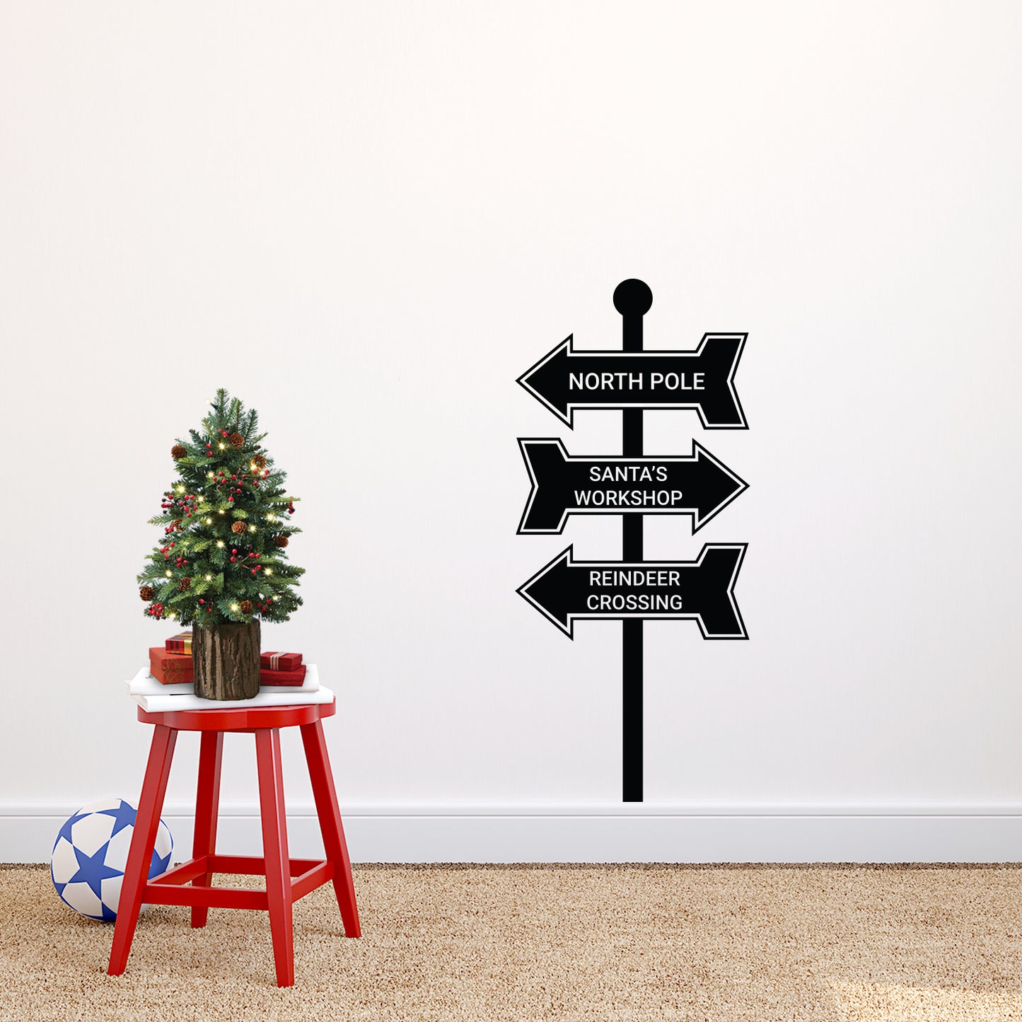 Vinyl Wall Art Decal - Christmas Street Signs Holiday Decor Seasonal for Indoor Outdoor Home Apartment Office Wall Door Window Bedroom Workplace