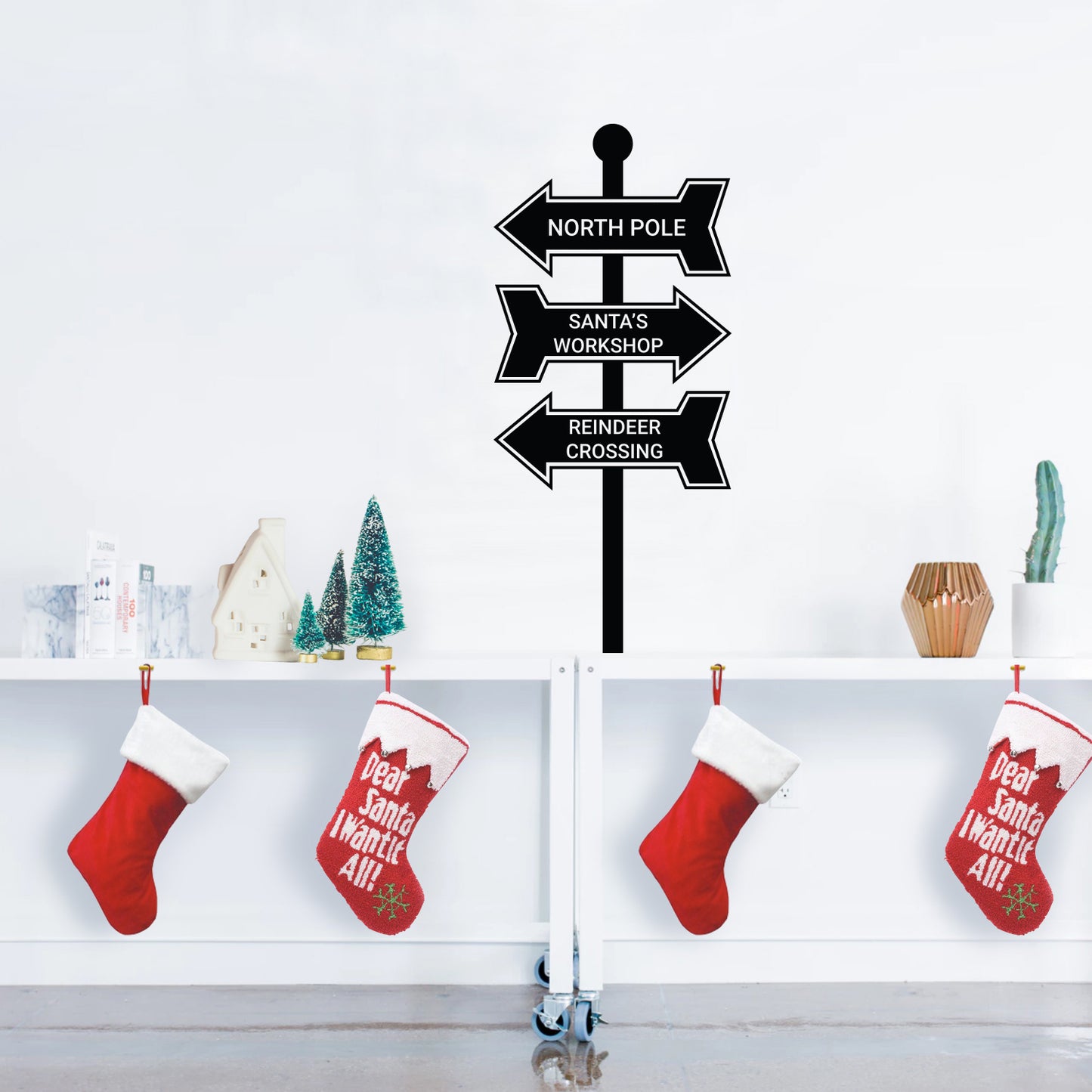 Vinyl Wall Art Decal - Christmas Street Signs Holiday Decor Seasonal for Indoor Outdoor Home Apartment Office Wall Door Window Bedroom Workplace