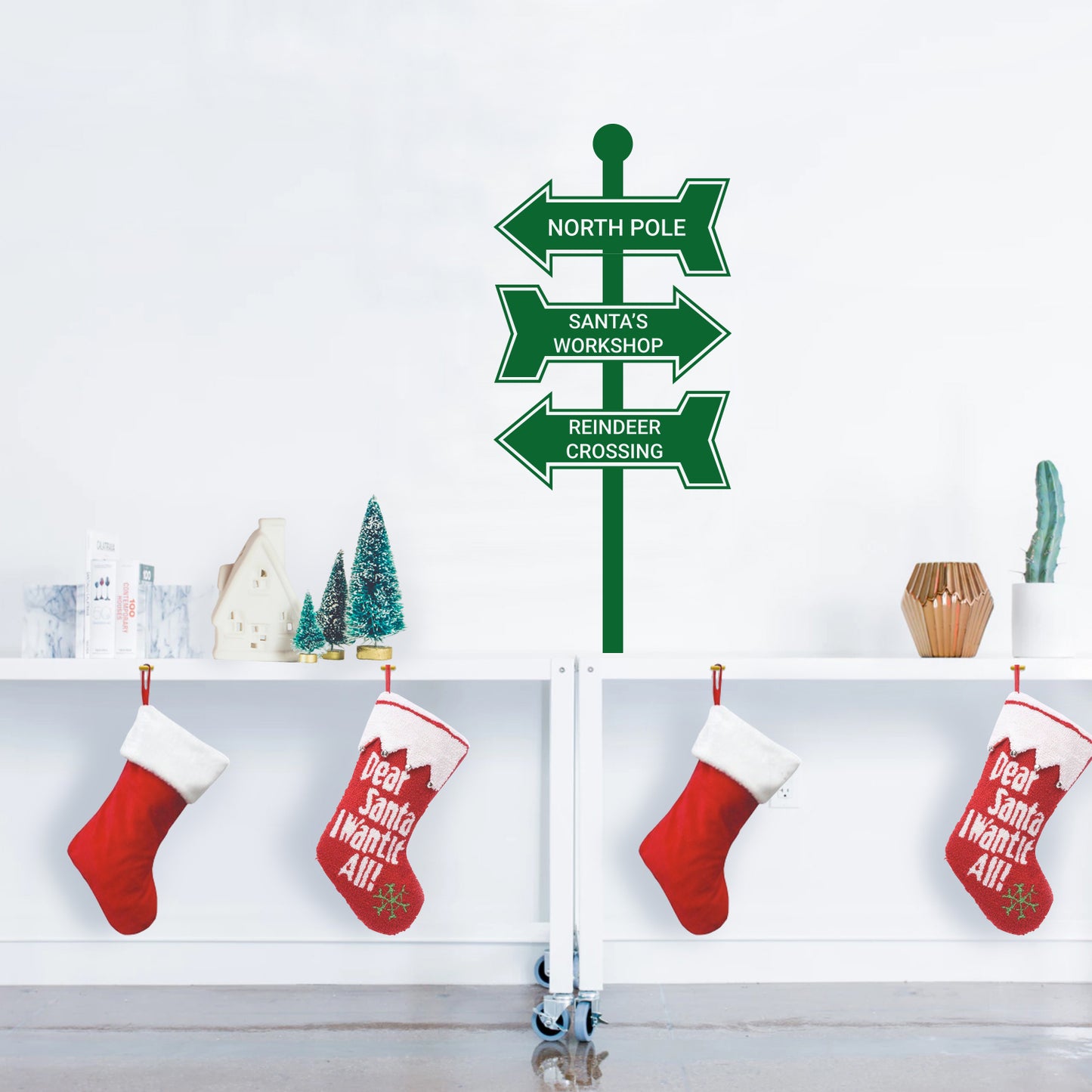 Vinyl Wall Art Decal - Christmas Street Signs Holiday Decor Seasonal for Indoor Outdoor Home Apartment Office Wall Door Window Bedroom Workplace