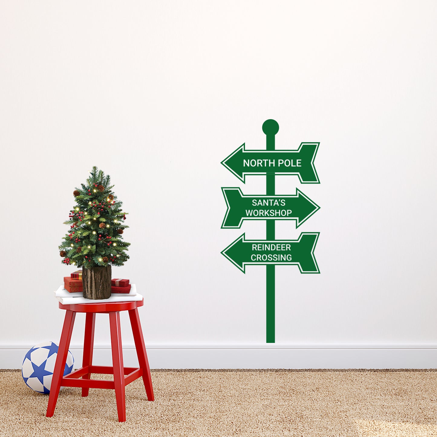 Vinyl Wall Art Decal - Christmas Street Signs Holiday Decor Seasonal for Indoor Outdoor Home Apartment Office Wall Door Window Bedroom Workplace