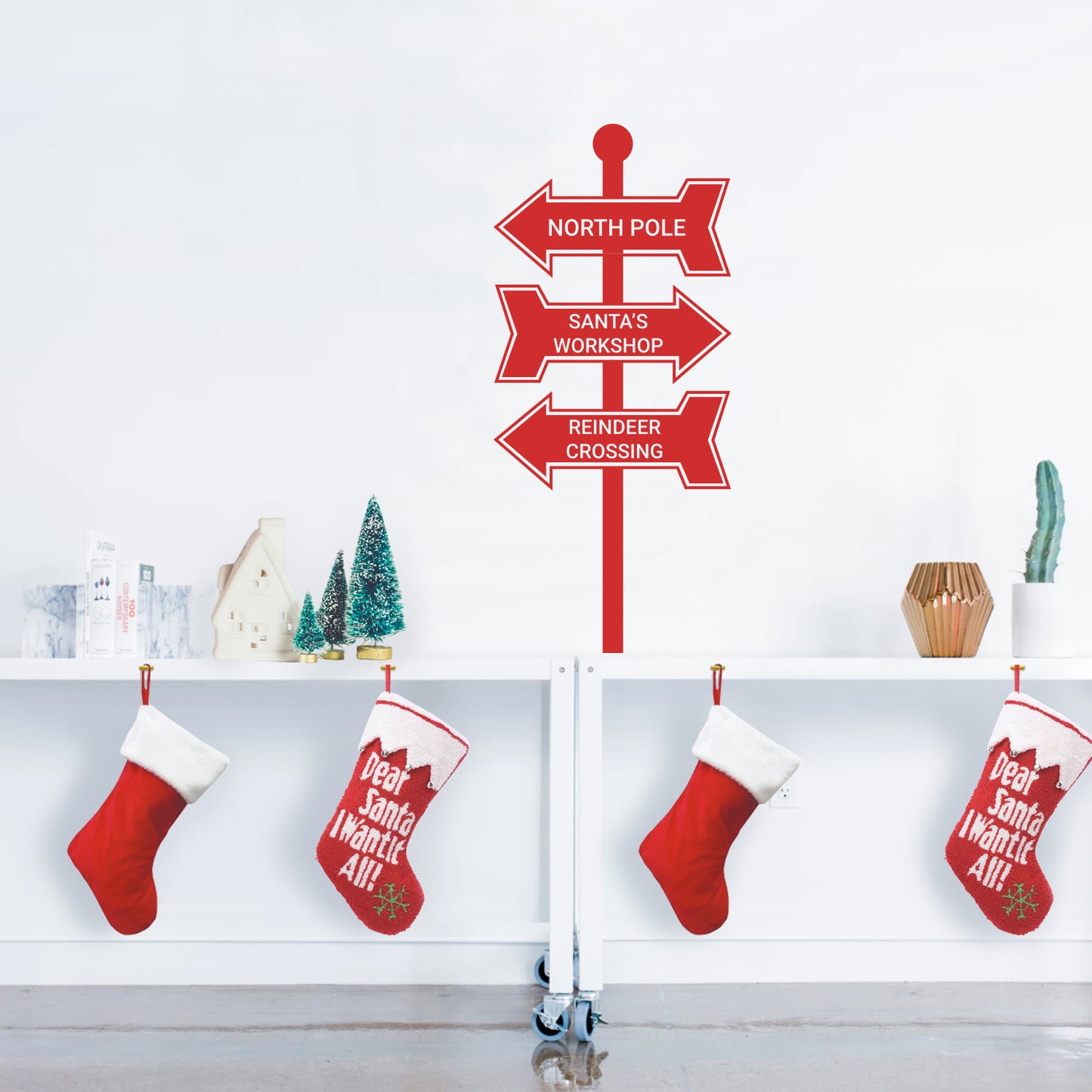 Vinyl Wall Art Decal - Christmas Street Signs Holiday Decor Seasonal for Indoor Outdoor Home Apartment Office Wall Door Window Bedroom Workplace
