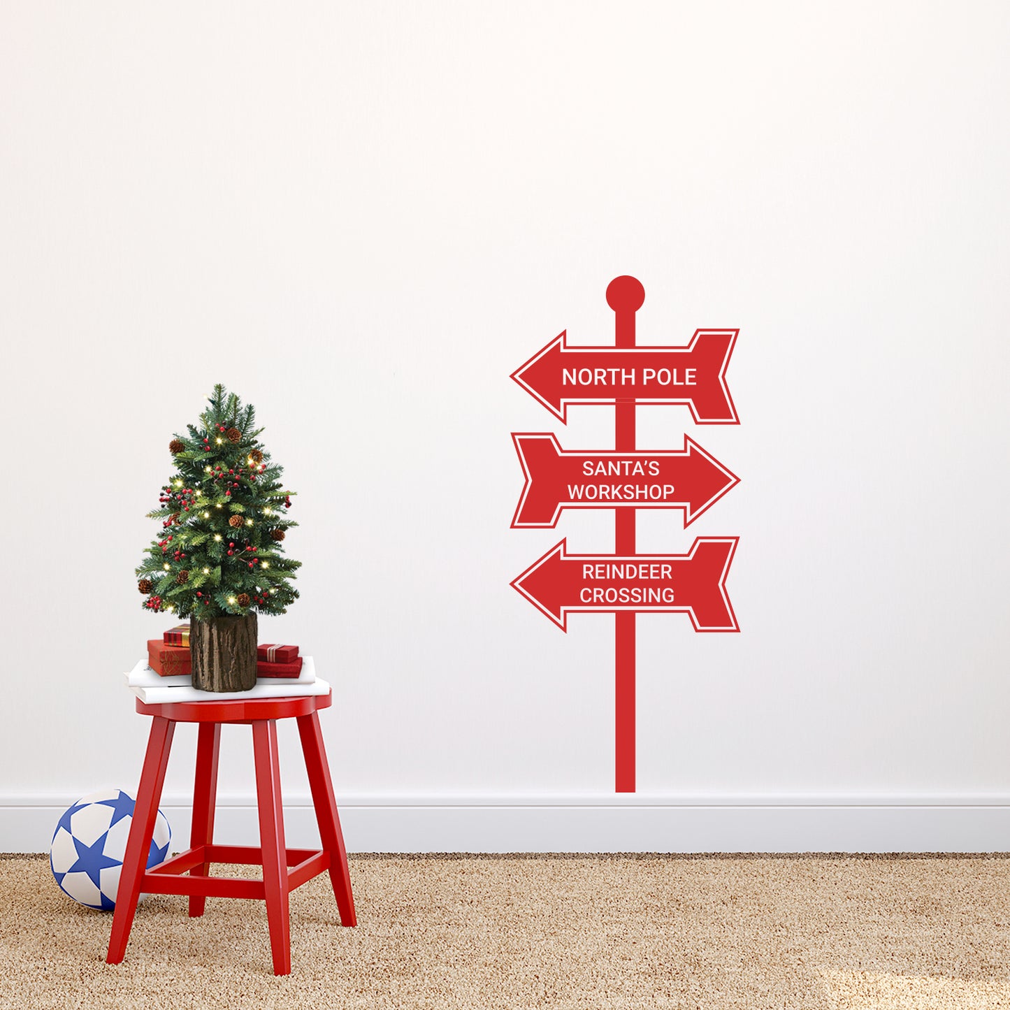 Vinyl Wall Art Decal - Christmas Street Signs Holiday Decor Seasonal for Indoor Outdoor Home Apartment Office Wall Door Window Bedroom Workplace
