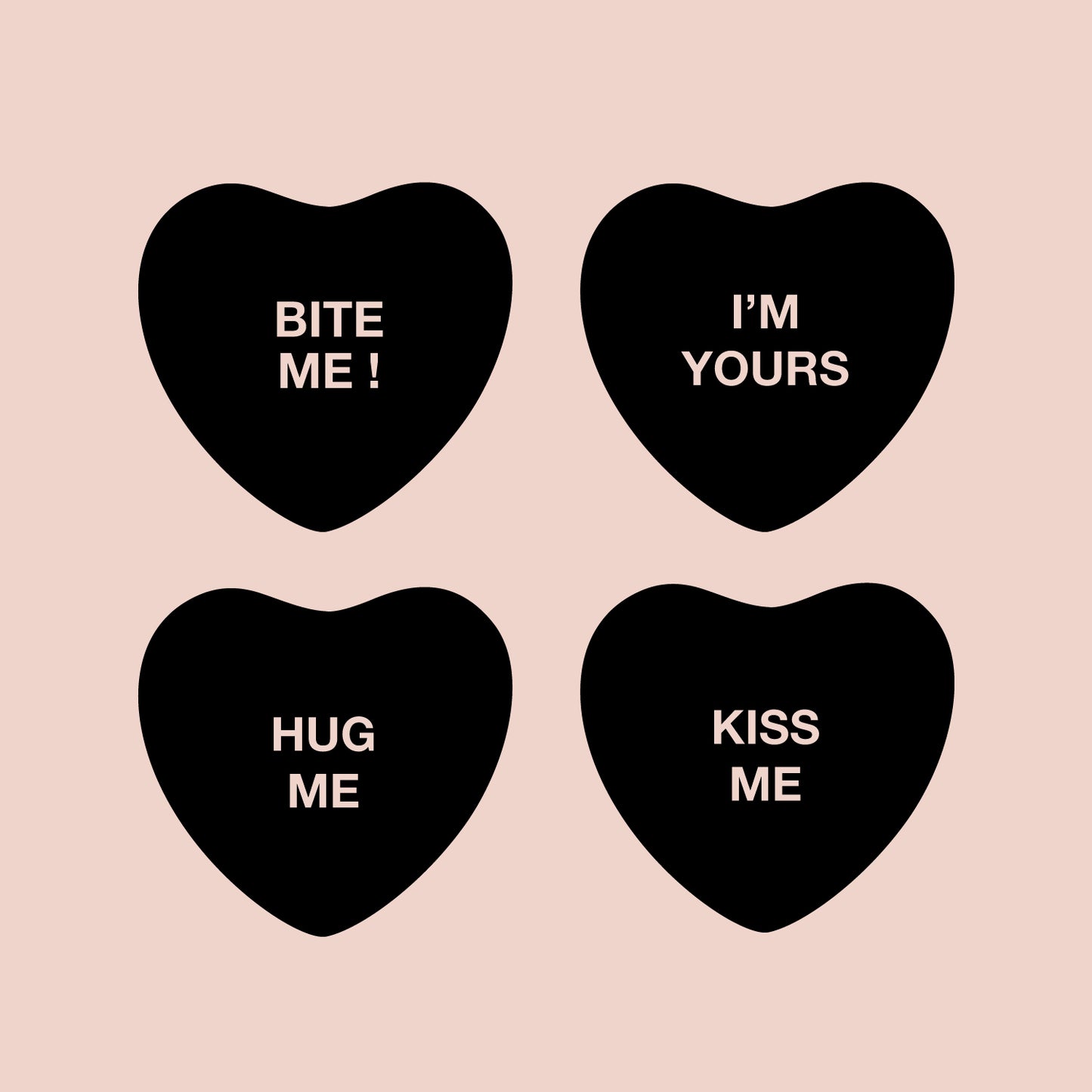 Set of 4 Valentines Day Vinyl Wall Art Decal - Assorted Heart Candies - 10" x 11" Each - Valentine’s Home Living Room Bedroom Fun Indoor Outdoor Apartment Coffee Shop Decor