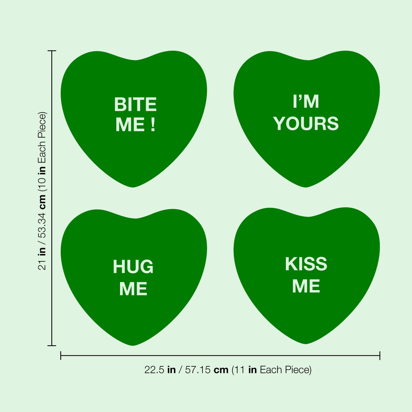 Set of 4 Valentines Day Vinyl Wall Art Decal - Assorted Heart Candies - 10" x 11" Each - Valentine’s Home Living Room Bedroom Fun Indoor Outdoor Apartment Coffee Shop Decor