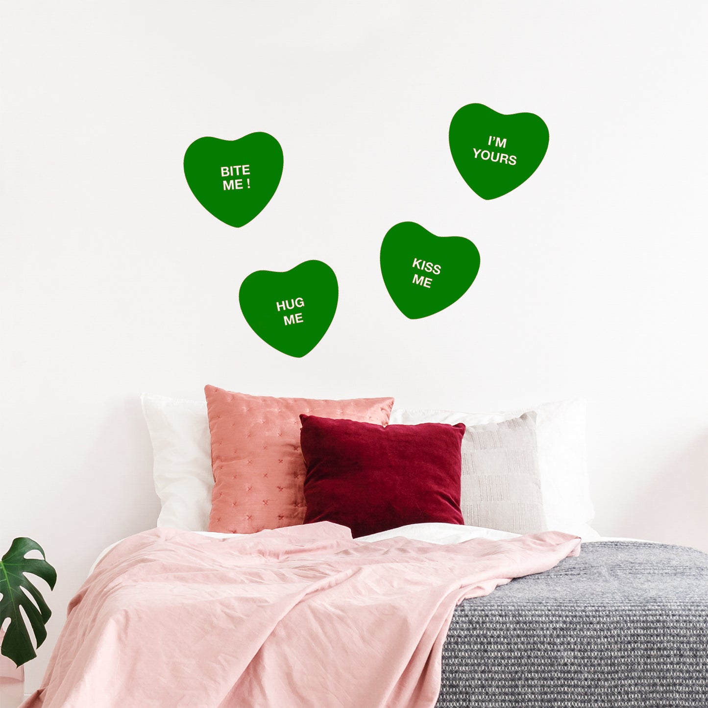 Set of 4 Valentines Day Vinyl Wall Art Decal - Assorted Heart Candies - 10" x 11" Each - Valentine’s Home Living Room Bedroom Fun Indoor Outdoor Apartment Coffee Shop Decor