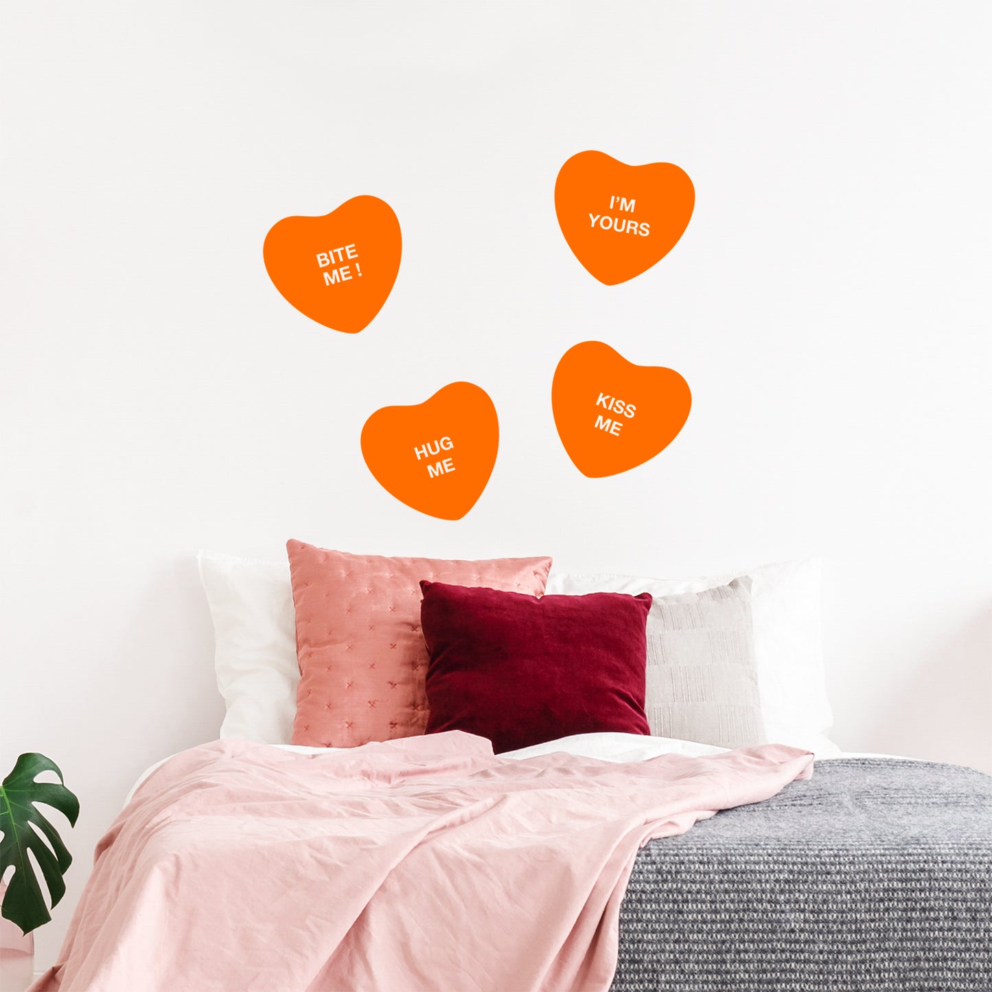 Set of 4 Valentines Day Vinyl Wall Art Decal - Assorted Heart Candies - 10" x 11" Each - Valentine’s Home Living Room Bedroom Fun Indoor Outdoor Apartment Coffee Shop Decor