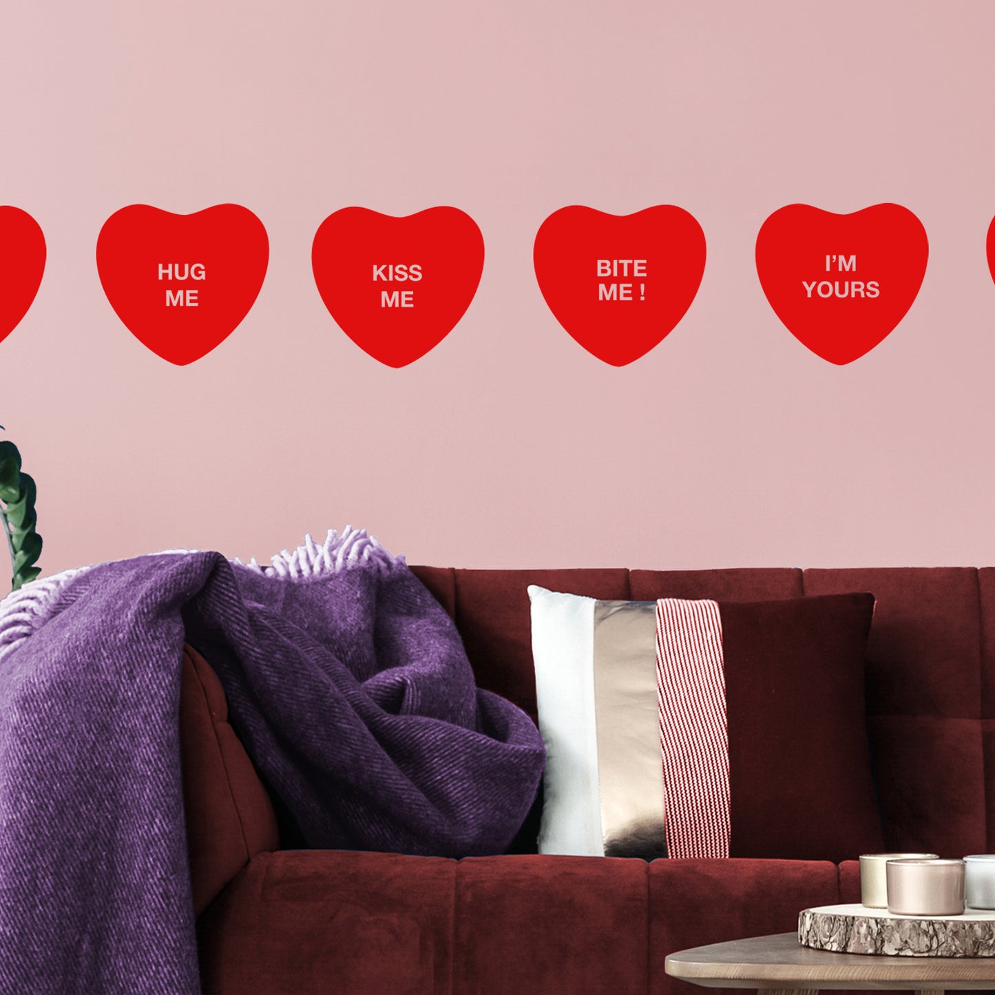 Set of 4 Valentines Day Vinyl Wall Art Decal - Assorted Heart Candies - 10" x 11" Each - Valentine’s Home Living Room Bedroom Fun Indoor Outdoor Apartment Coffee Shop Decor