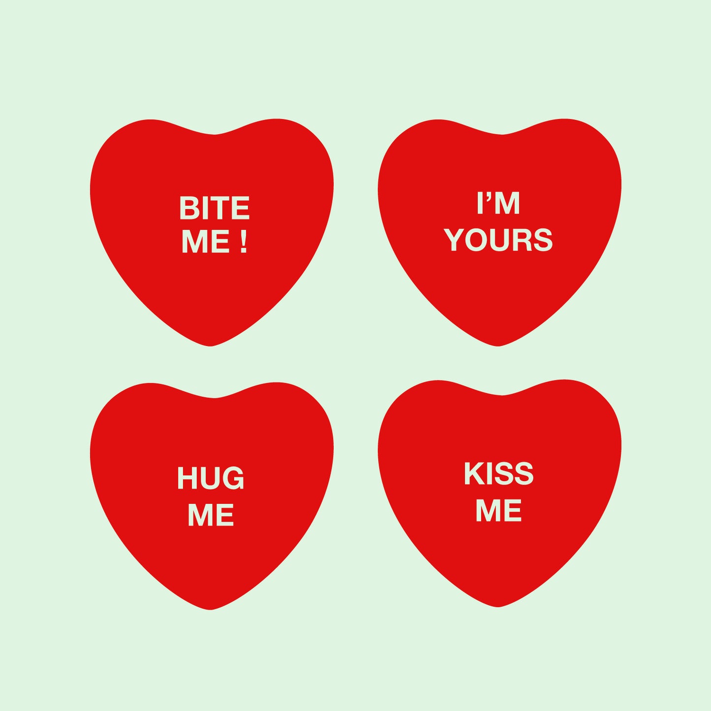 Set of 4 Valentines Day Vinyl Wall Art Decal - Assorted Heart Candies - 10" x 11" Each - Valentine’s Home Living Room Bedroom Fun Indoor Outdoor Apartment Coffee Shop Decor