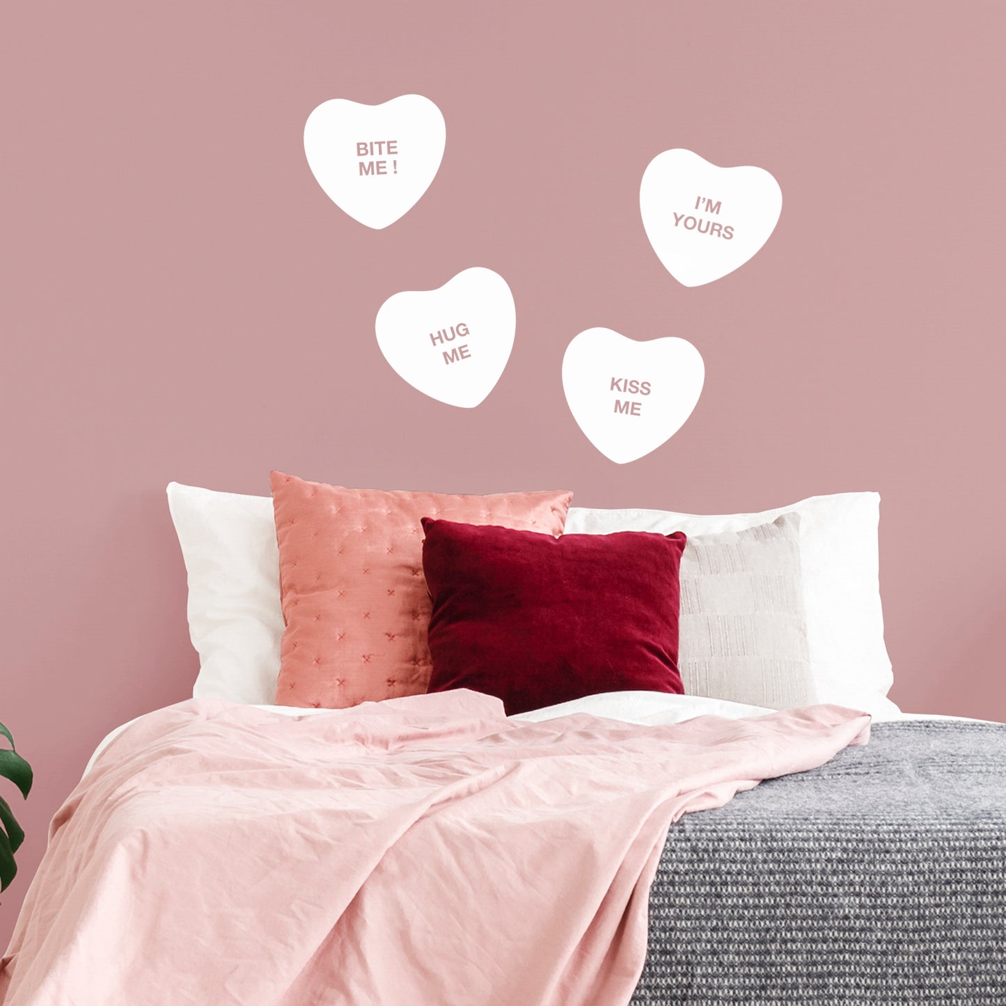 Set of 4 Valentines Day Vinyl Wall Art Decal - Assorted Heart Candies - 10" x 11" Each - Valentine’s Home Living Room Bedroom Fun Indoor Outdoor Apartment Coffee Shop Decor
