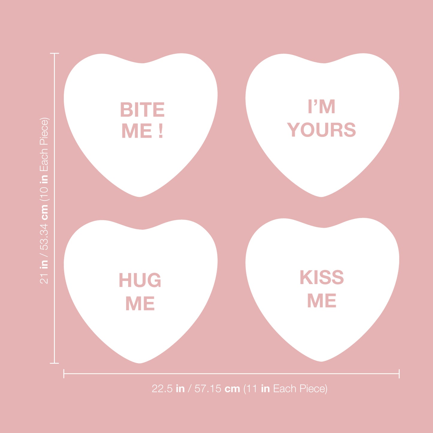 Set of 4 Valentines Day Vinyl Wall Art Decal - Assorted Heart Candies - 10" x 11" Each - Valentine’s Home Living Room Bedroom Fun Indoor Outdoor Apartment Coffee Shop Decor