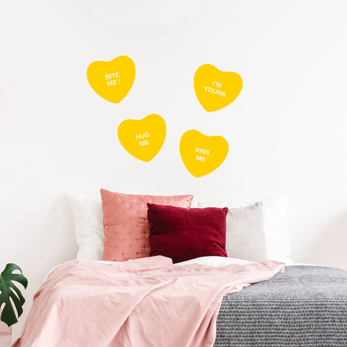 Set of 4 Valentines Day Vinyl Wall Art Decal - Assorted Heart Candies - 10" x 11" Each - Valentine’s Home Living Room Bedroom Fun Indoor Outdoor Apartment Coffee Shop Decor