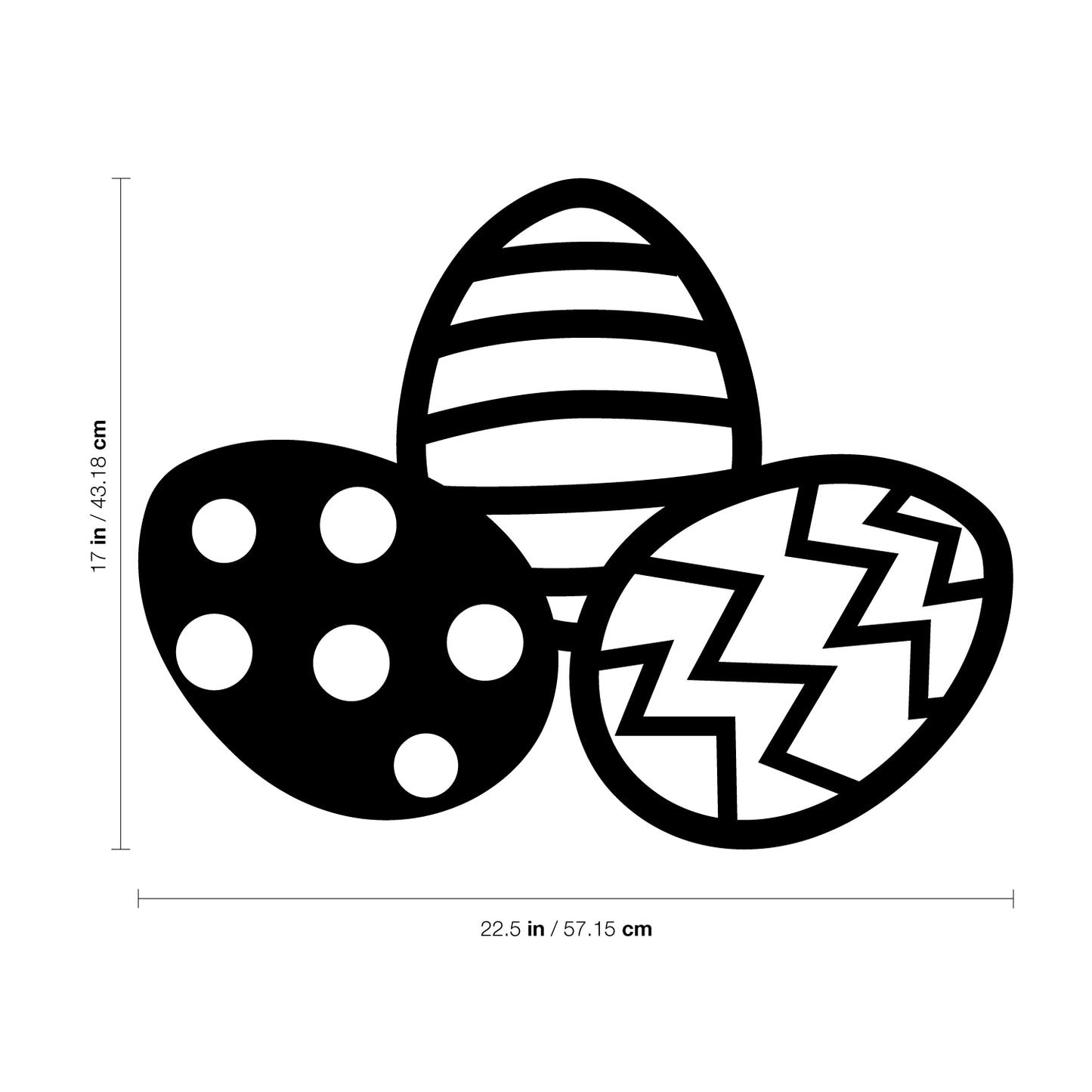 Easter Day Vinyl Wall Art Decal - 3 Easter Eggs - 17" x 22.5" - Resurrection Sunday Pascha Holiday Modern Cute Home Living Room Bedroom Apartment Office Work Nursery Decor