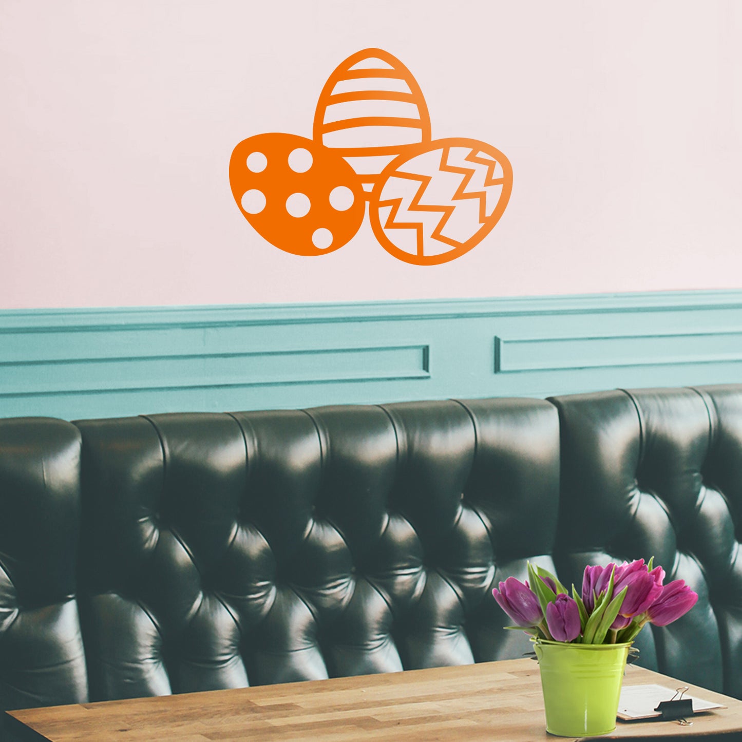 Easter Day Vinyl Wall Art Decal - 3 Easter Eggs - 17" x 22.5" - Resurrection Sunday Pascha Holiday Modern Cute Home Living Room Bedroom Apartment Office Work Nursery Decor