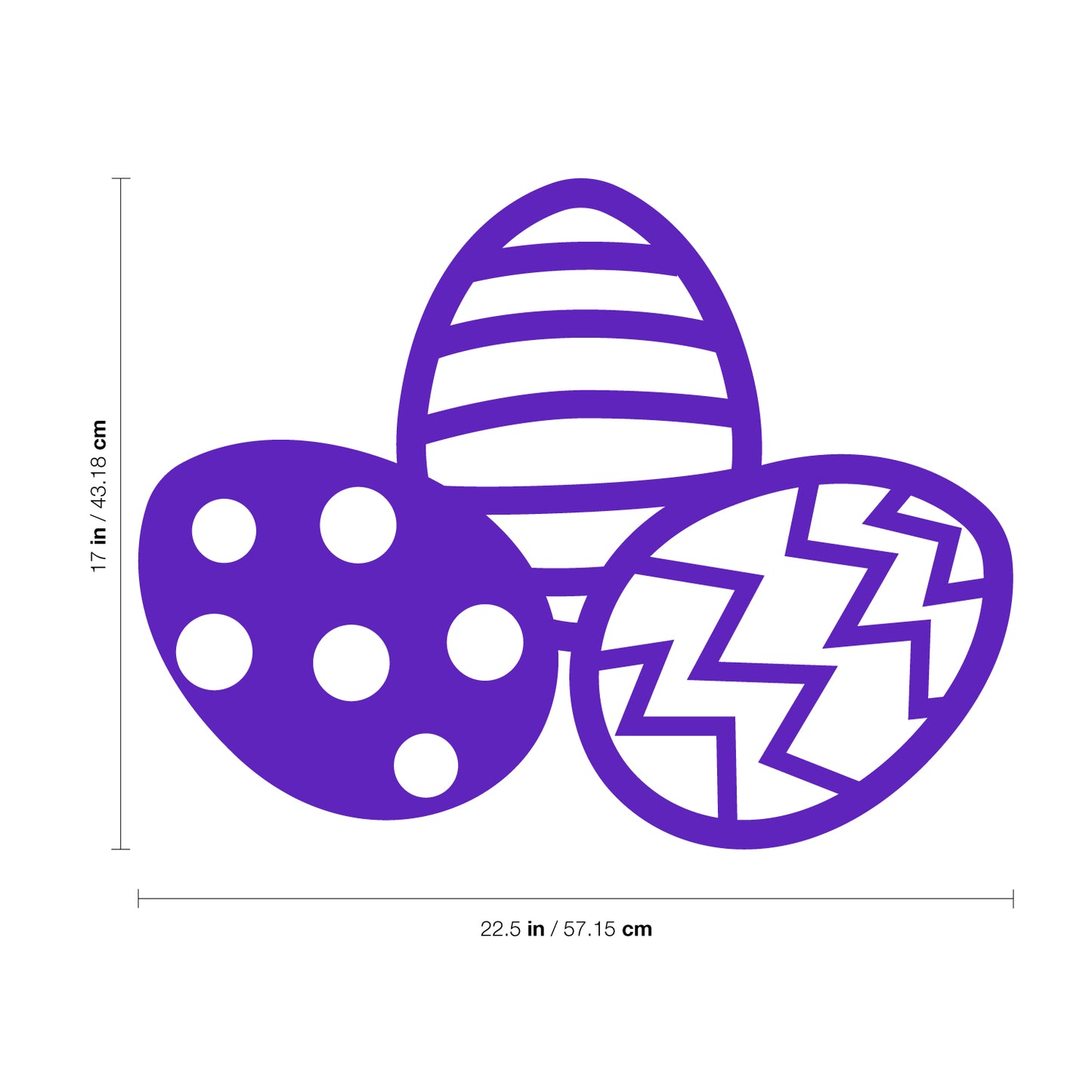 Easter Day Vinyl Wall Art Decal - 3 Easter Eggs - 17" x 22.5" - Resurrection Sunday Pascha Holiday Modern Cute Home Living Room Bedroom Apartment Office Work Nursery Decor
