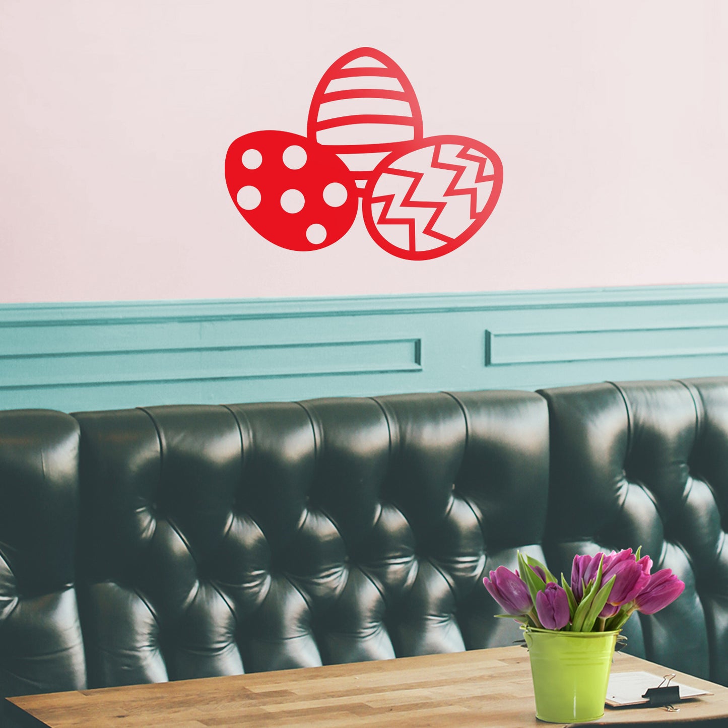 Easter Day Vinyl Wall Art Decal - 3 Easter Eggs - 17" x 22.5" - Resurrection Sunday Pascha Holiday Modern Cute Home Living Room Bedroom Apartment Office Work Nursery Decor