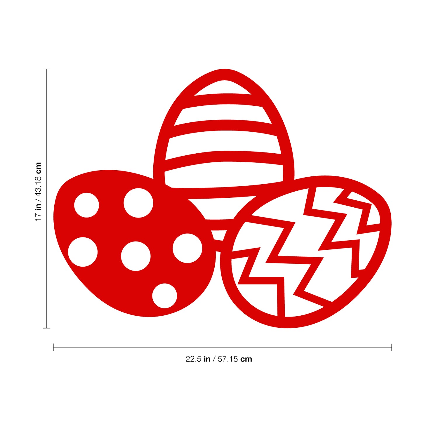 Easter Day Vinyl Wall Art Decal - 3 Easter Eggs - 17" x 22.5" - Resurrection Sunday Pascha Holiday Modern Cute Home Living Room Bedroom Apartment Office Work Nursery Decor