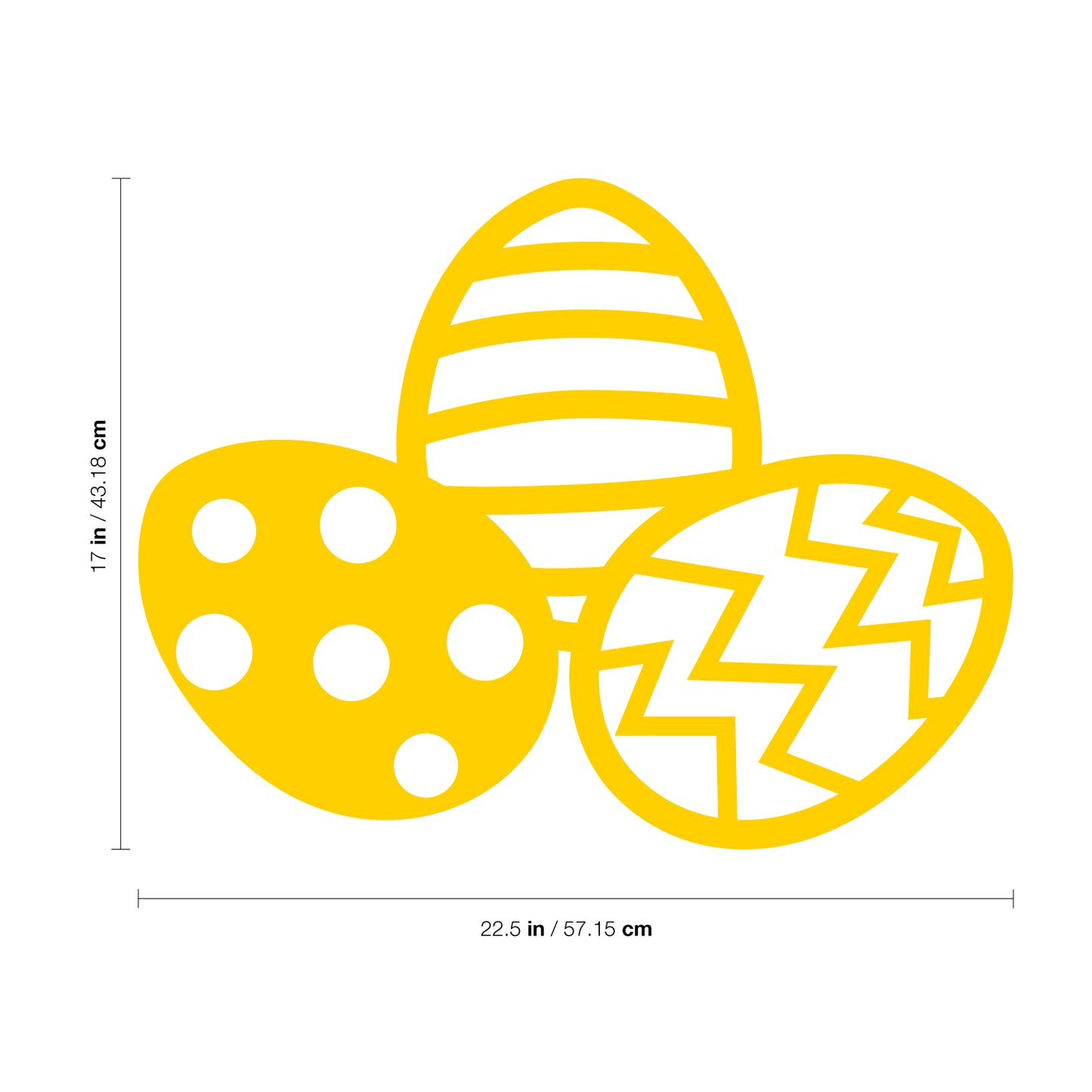 Easter Day Vinyl Wall Art Decal - 3 Easter Eggs - 17" x 22.5" - Resurrection Sunday Pascha Holiday Modern Cute Home Living Room Bedroom Apartment Office Work Nursery Decor