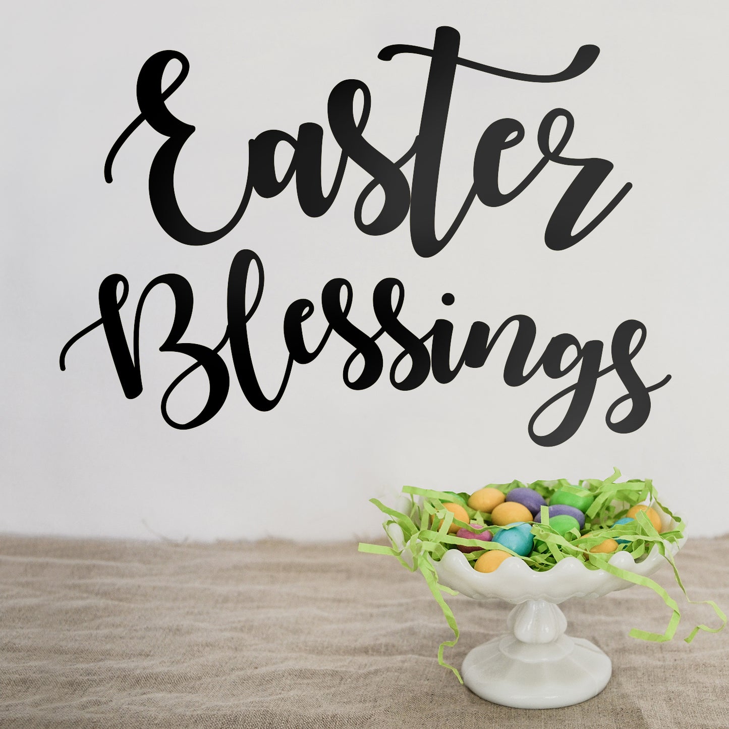 Easter Day Vinyl Wall Art Decal - Easter Blessings - 16" x 23" - Resurrection Sunday Pascha Holiday Church Home Living Room Bedroom Apartment Nursery Office Work Decor
