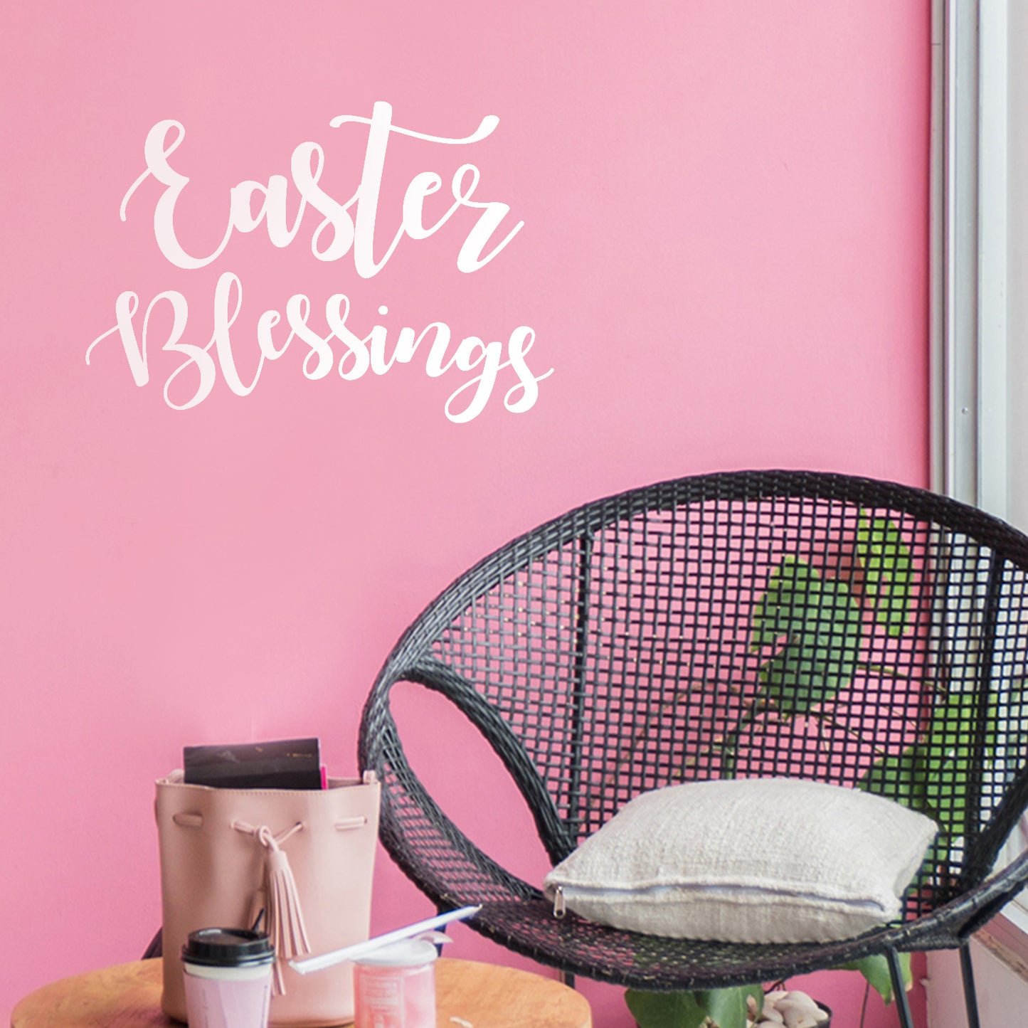 Easter Day Vinyl Wall Art Decal - Easter Blessings - 16" x 23" - Resurrection Sunday Pascha Holiday Church Home Living Room Bedroom Apartment Nursery Office Work Decor