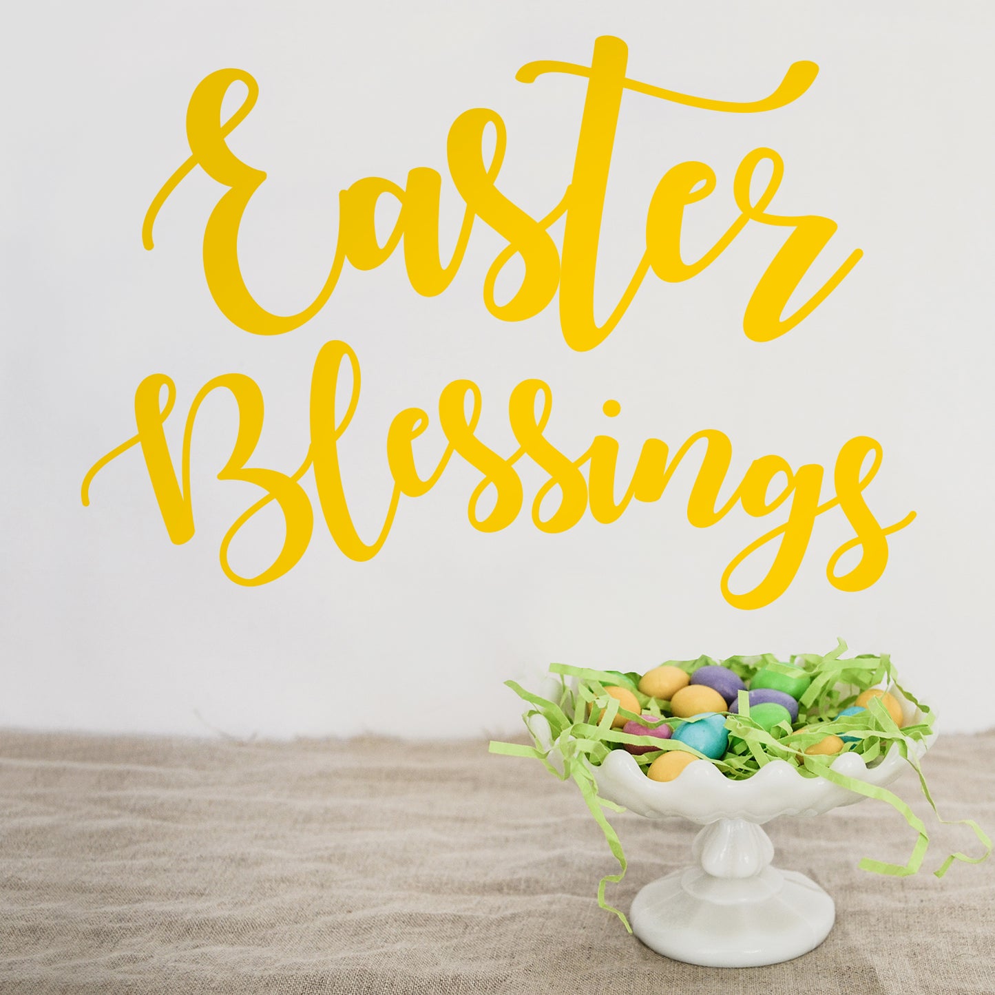 Easter Day Vinyl Wall Art Decal - Easter Blessings - 16" x 23" - Resurrection Sunday Pascha Holiday Church Home Living Room Bedroom Apartment Nursery Office Work Decor