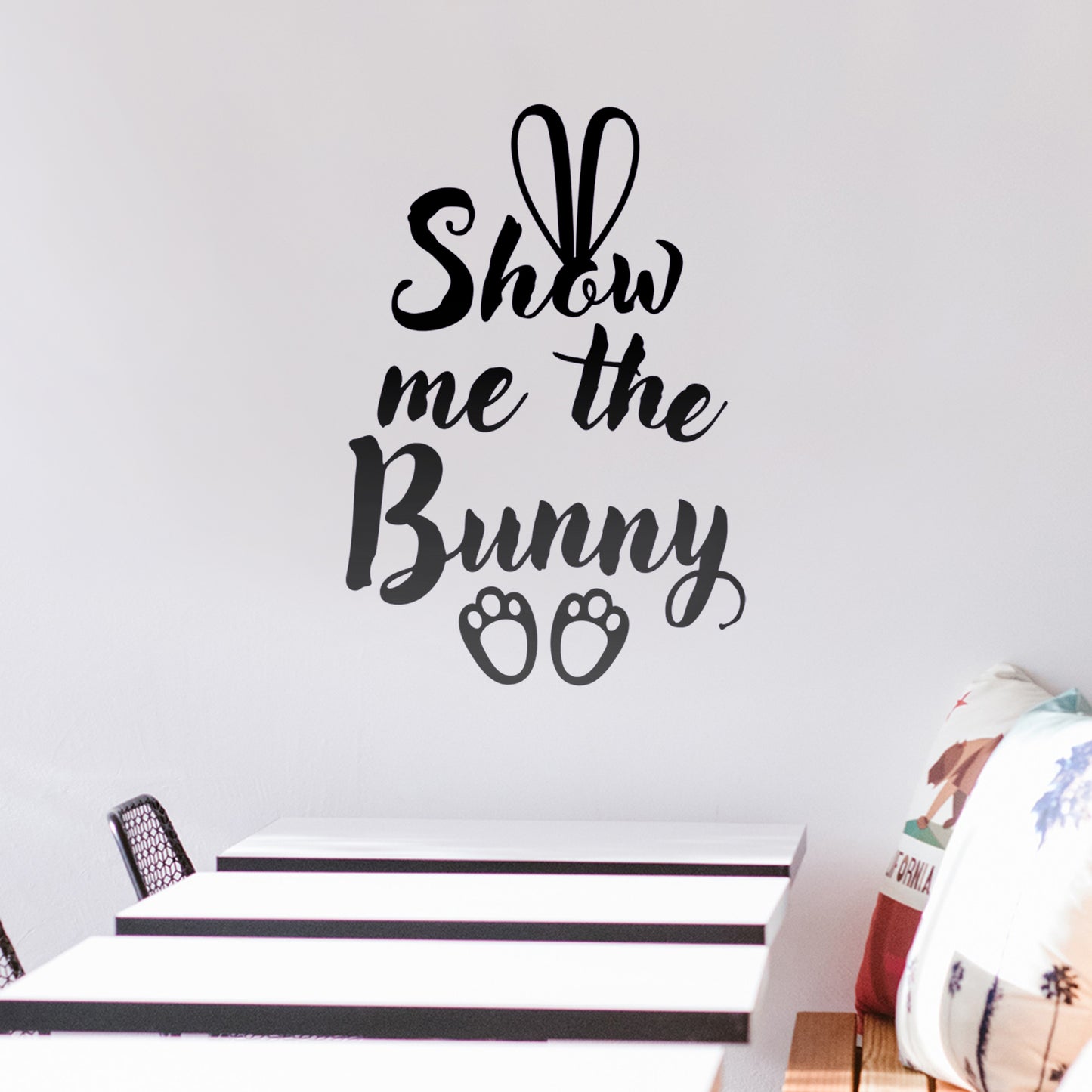 Easter Day Vinyl Wall Art Decal - Show Me The Bunny - 22.5" x 15" - Ears and Feet Resurrection Sunday Pascha Holiday Modern Cute Home Living Room Bedroom Apartment Nursery Decor